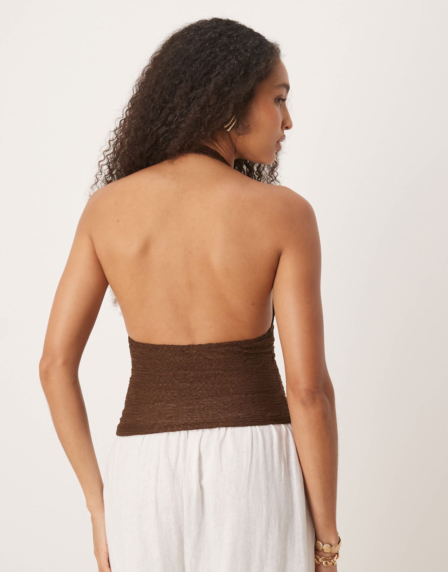 Motel Cosimo halterneck top in brown