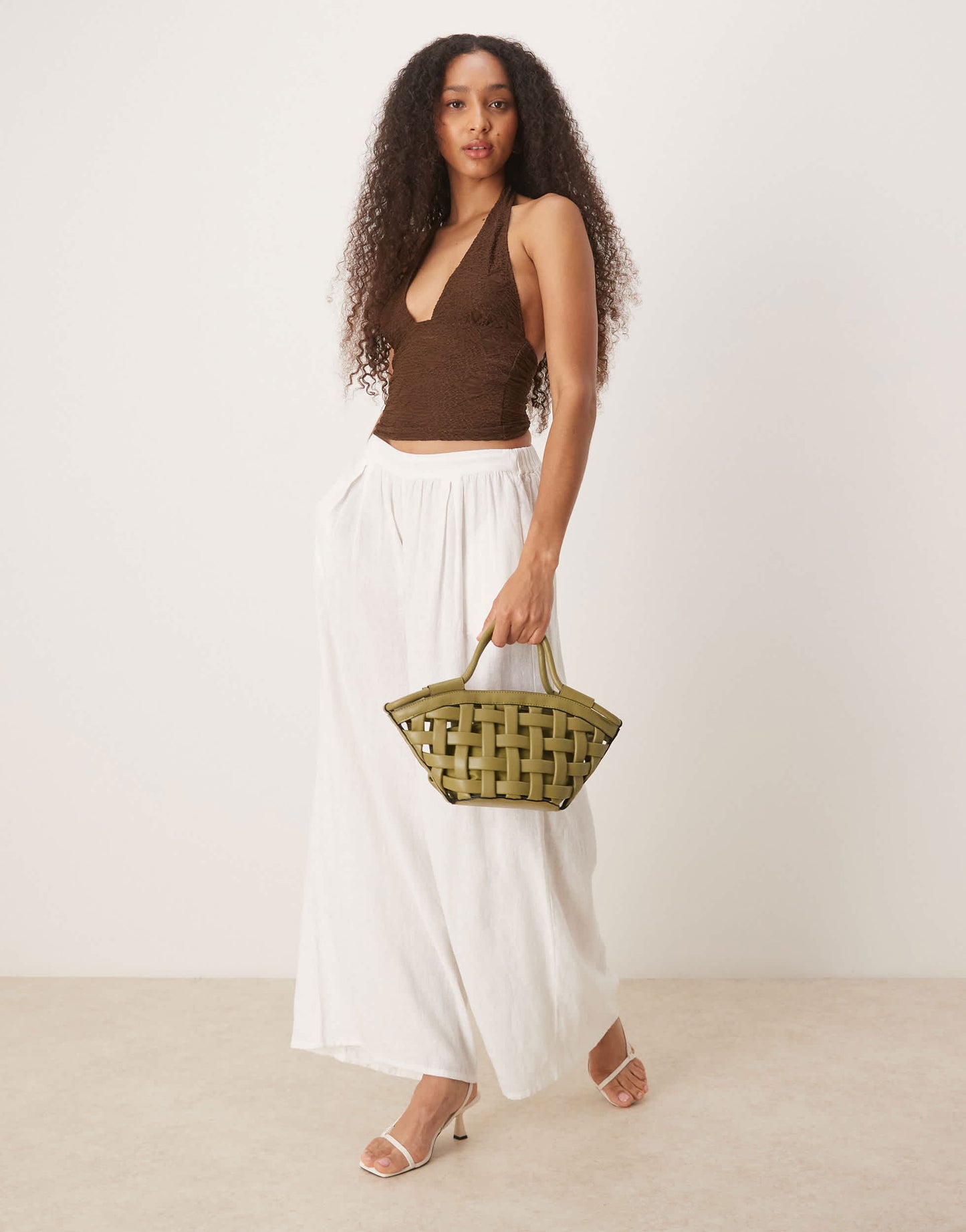 Motel Cosimo halterneck top in brown