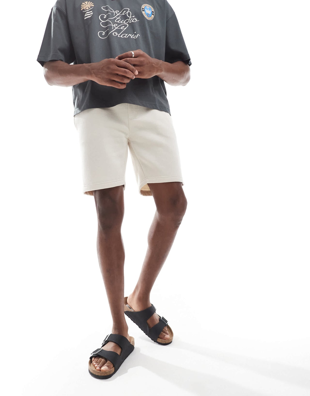 Brave Soul jersey shorts in cream