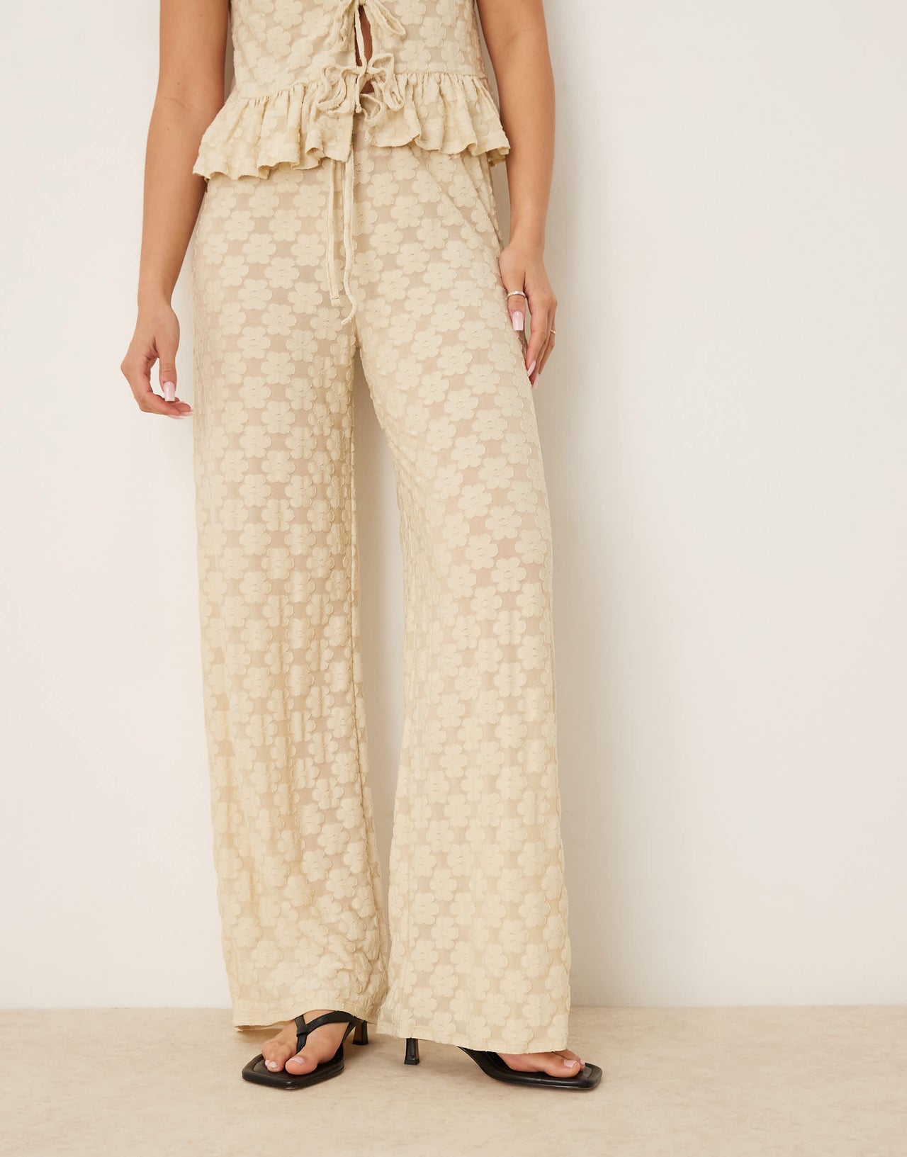 ASOS DESIGN floral lace wide leg trouser co-ord in