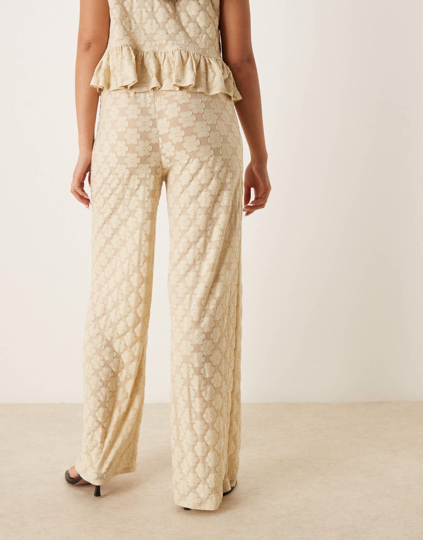 ASOS DESIGN floral lace wide leg trouser co-ord in