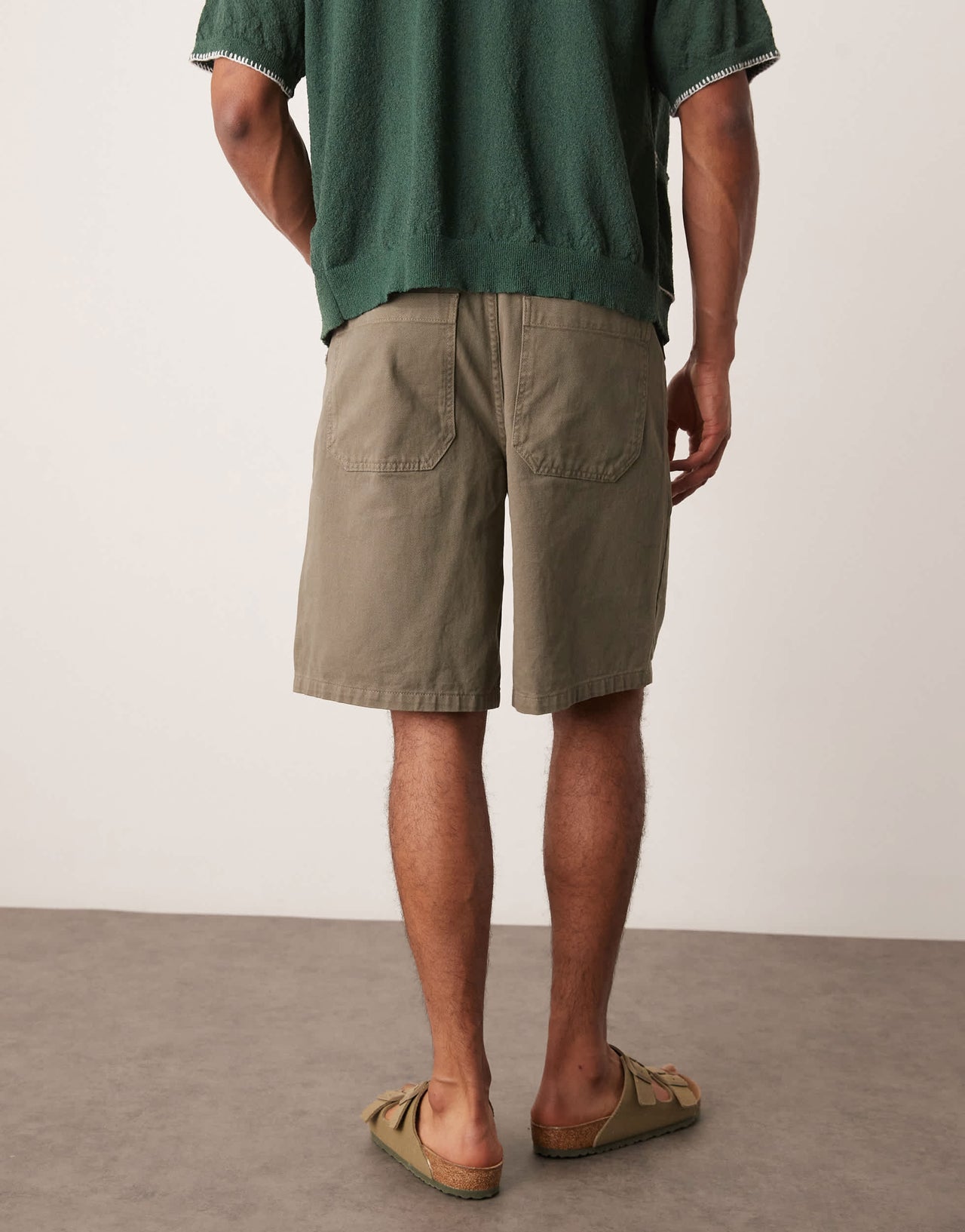 ASOS DESIGN long length pleated shorts in khaki