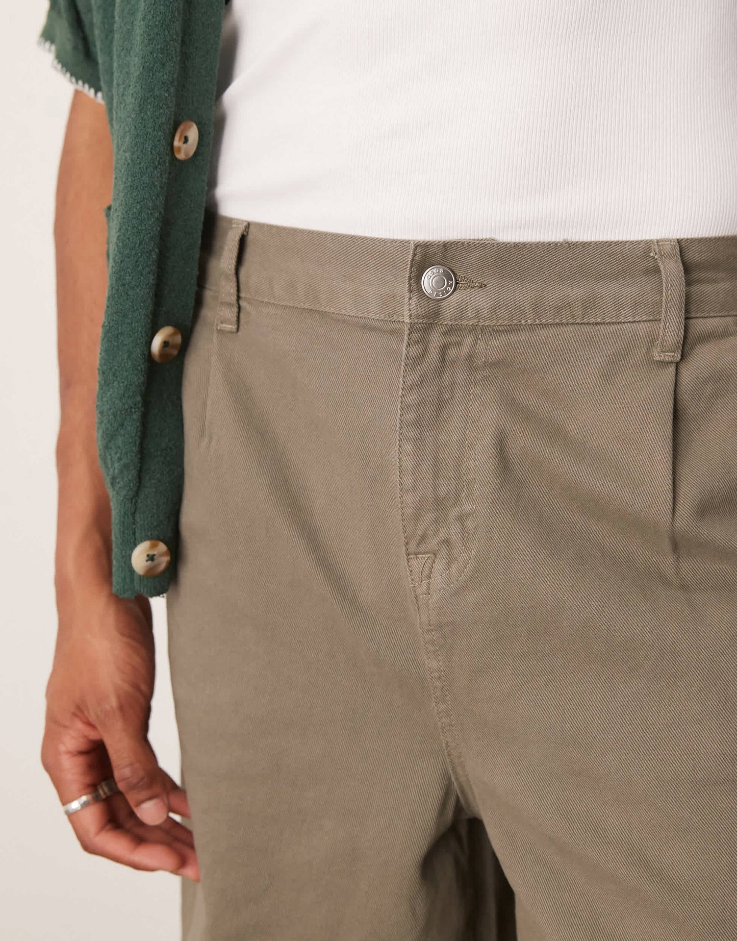 ASOS DESIGN long length pleated shorts in khaki