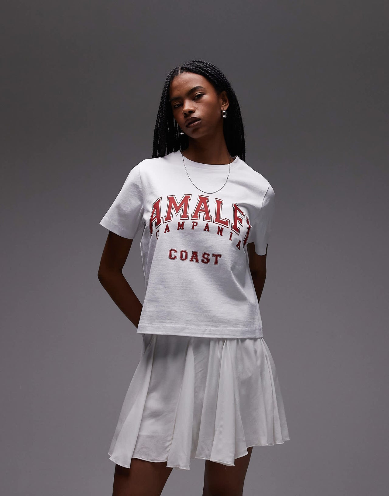 Topshop cotton flippy mini skirt with godets in white