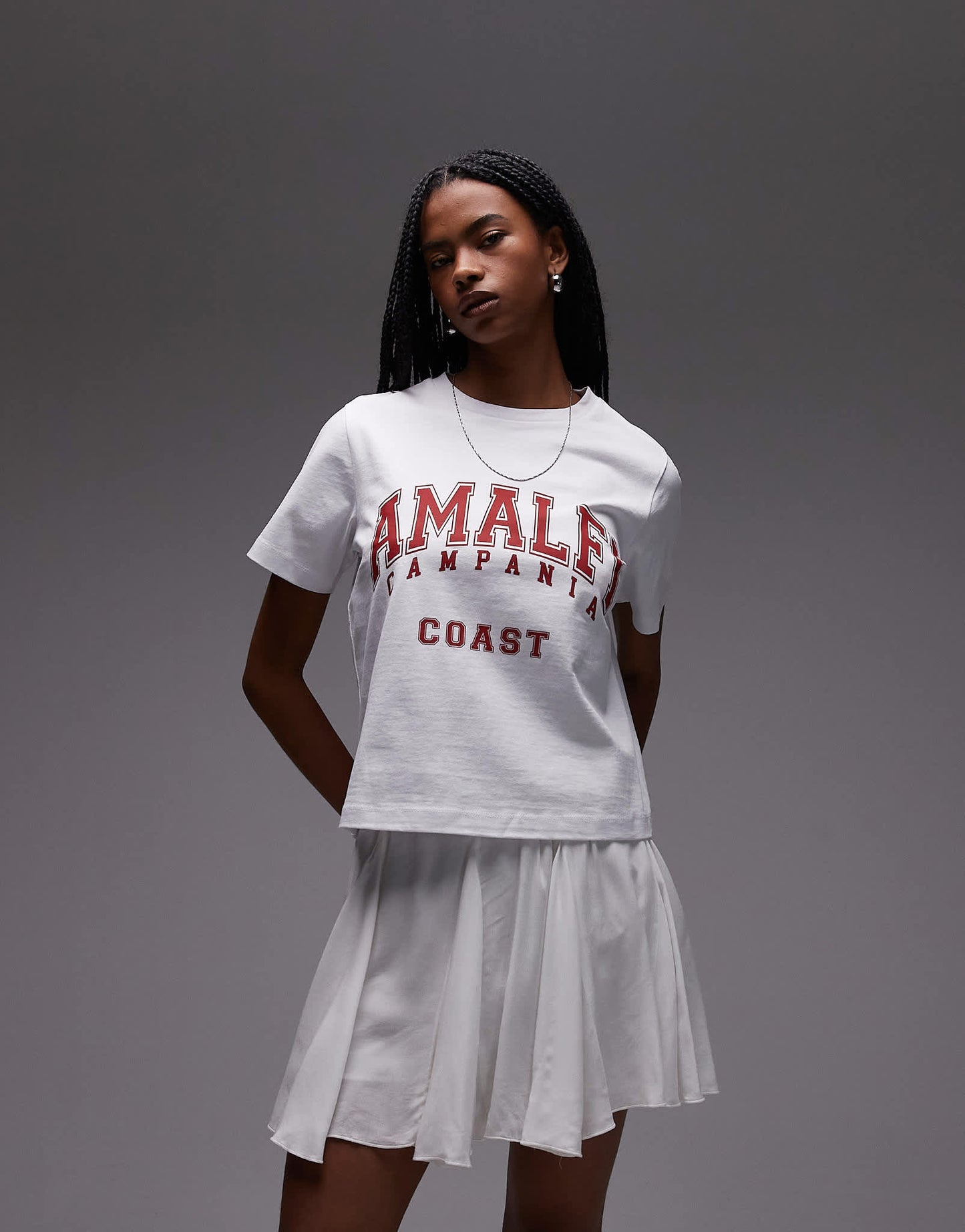 Topshop cotton flippy mini skirt with godets in white