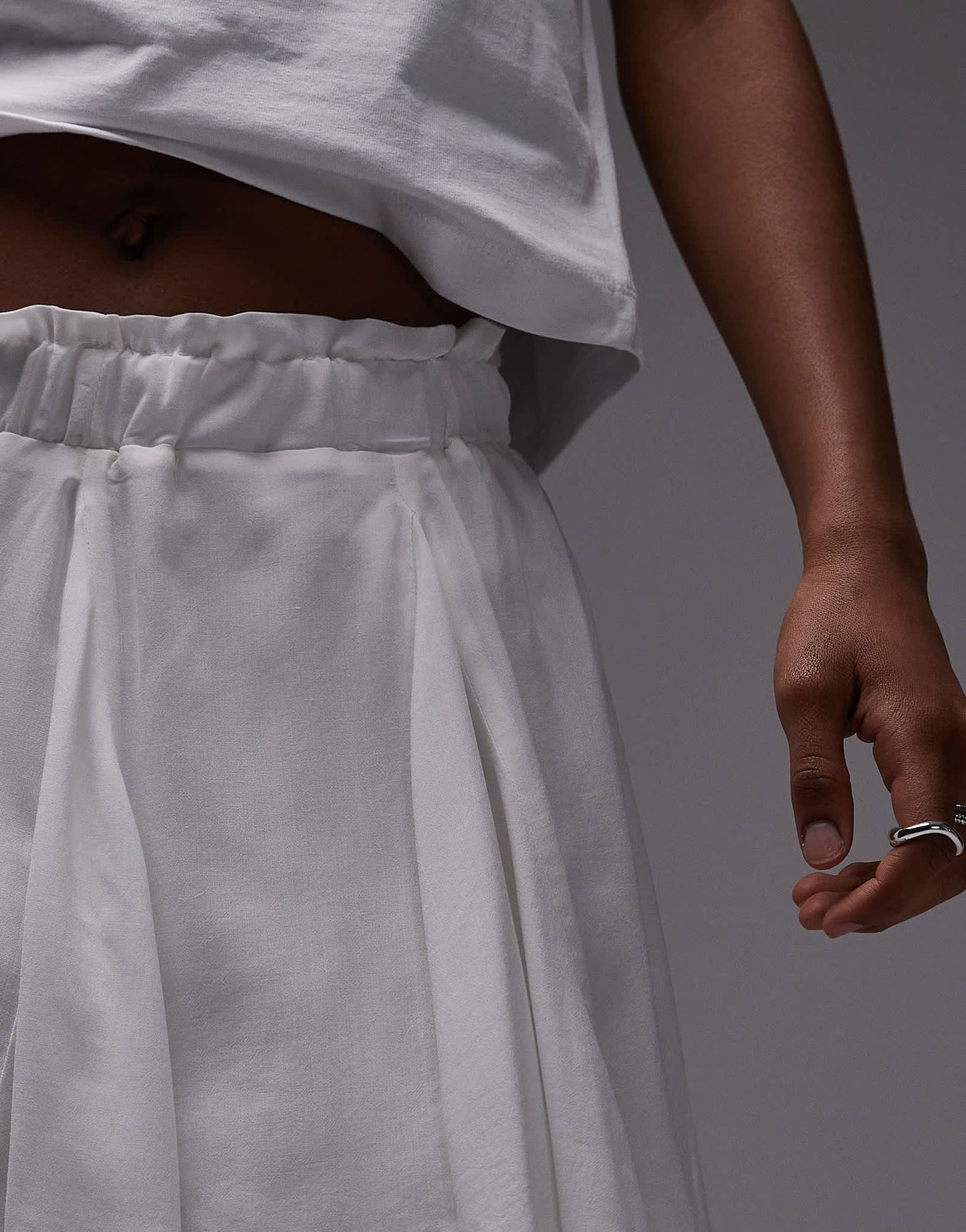 Topshop cotton flippy mini skirt with godets in white