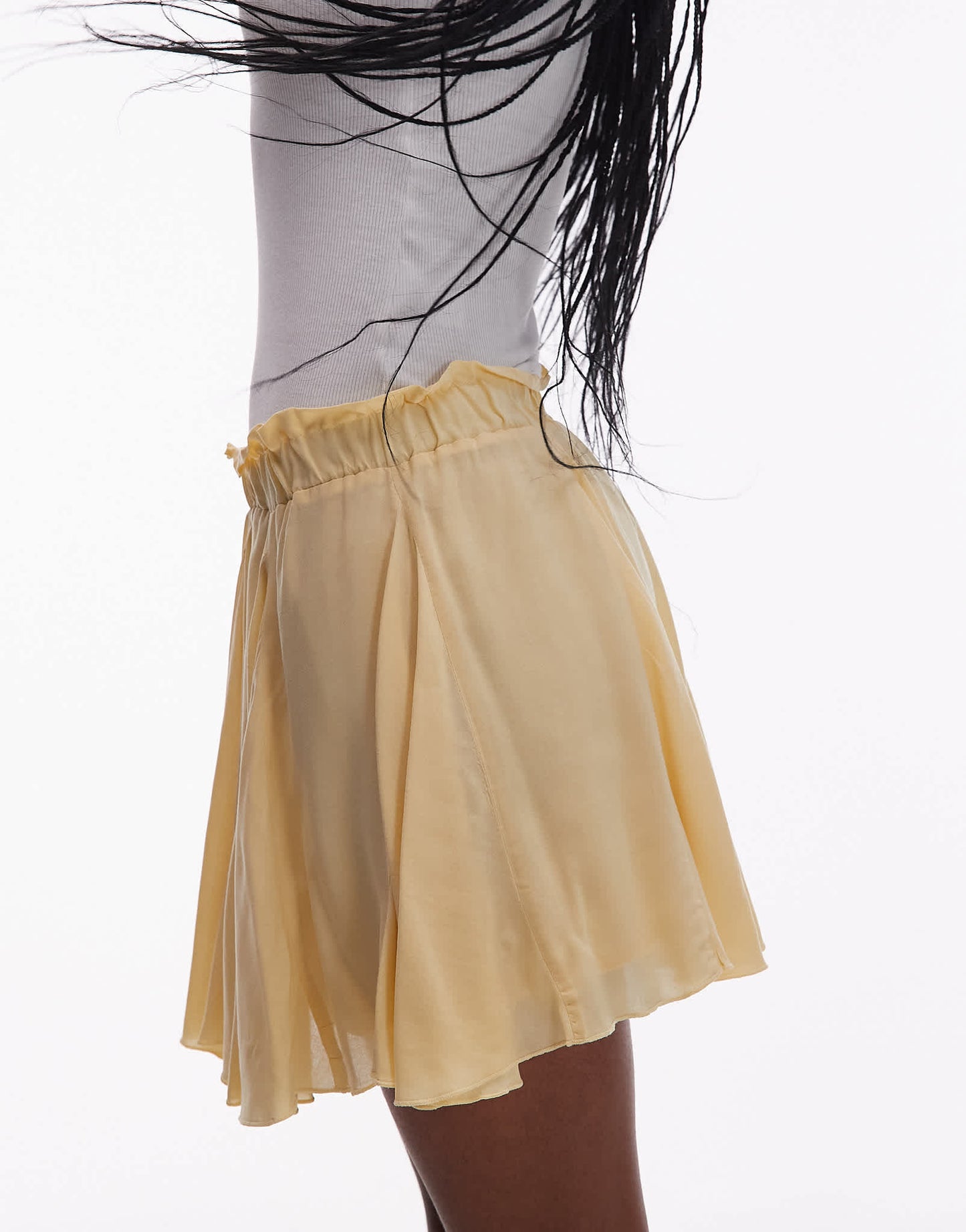 Topshop cotton flippy mini skirt with godets in buttermilk