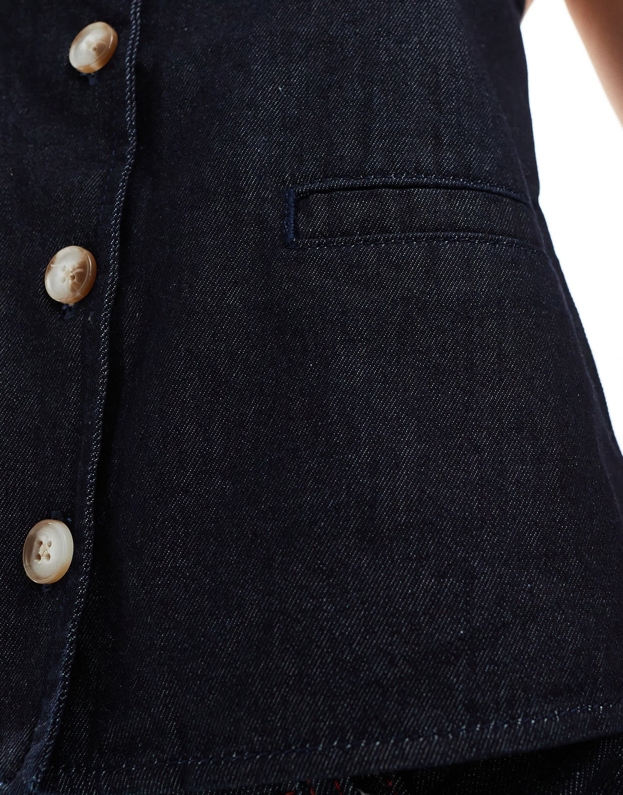 ASOS DESIGN denim halter neck waistcoat top with open back in rinse