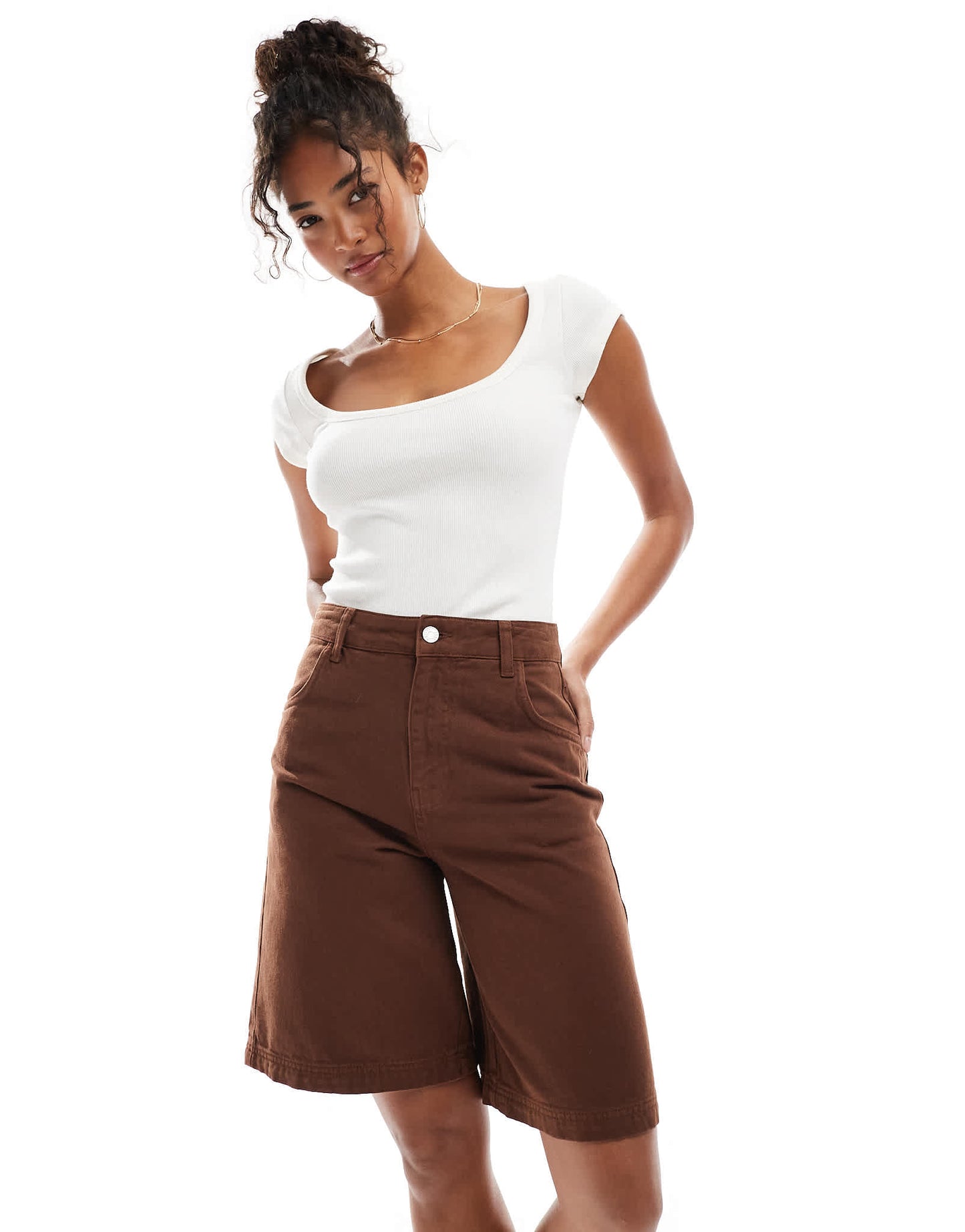 ASOS DESIGN wide leg denim jort in
