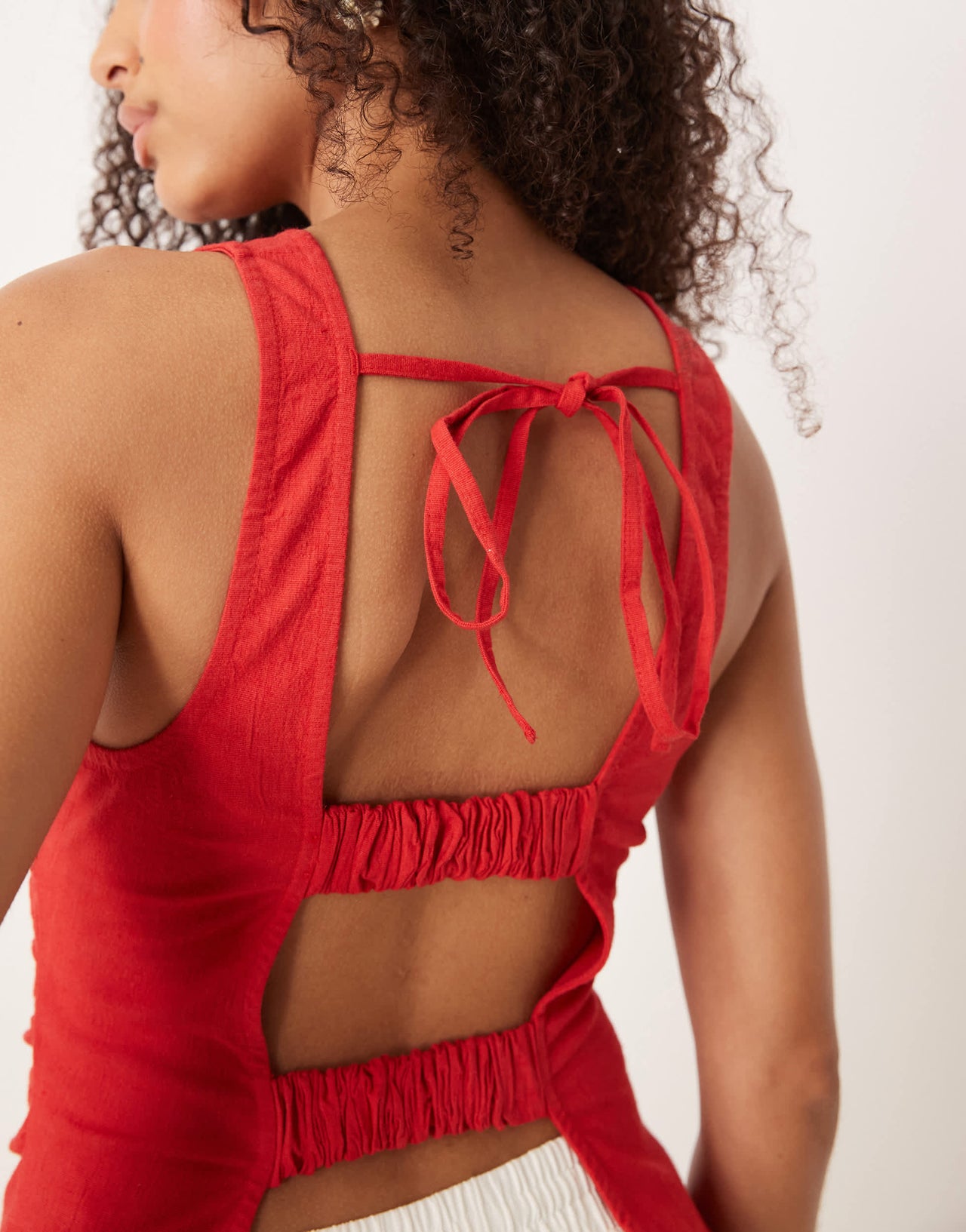 Free People kaylor backless linen top in red
