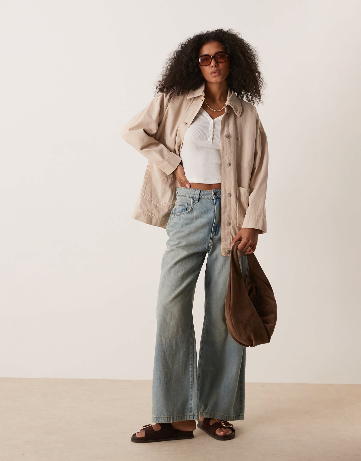 Free People avery denim worker jacket in ivory