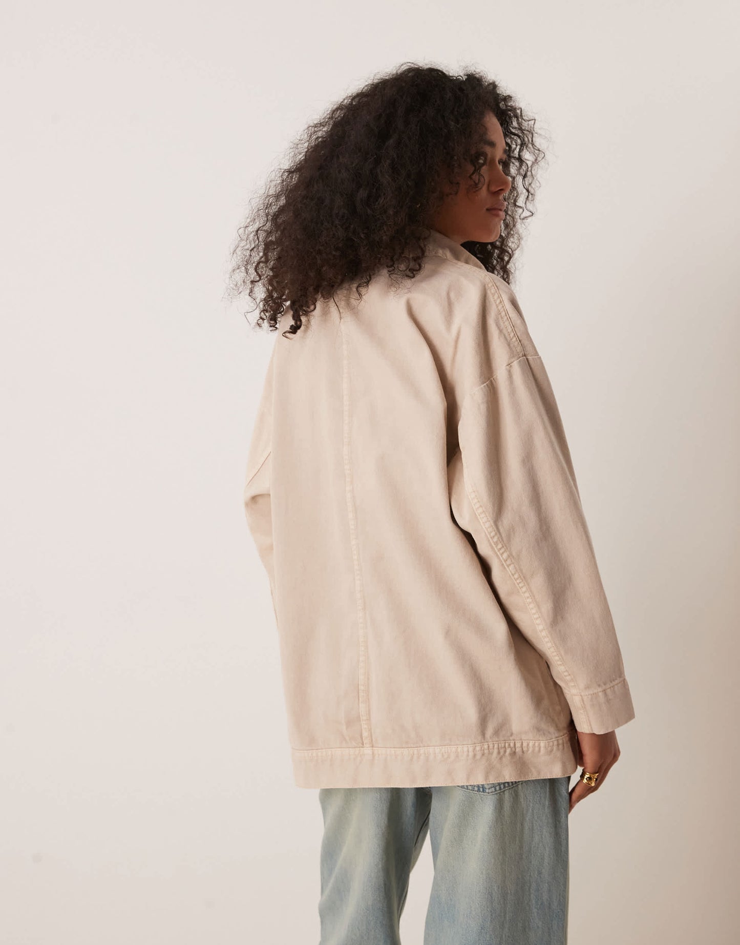 Free People avery denim worker jacket in ivory