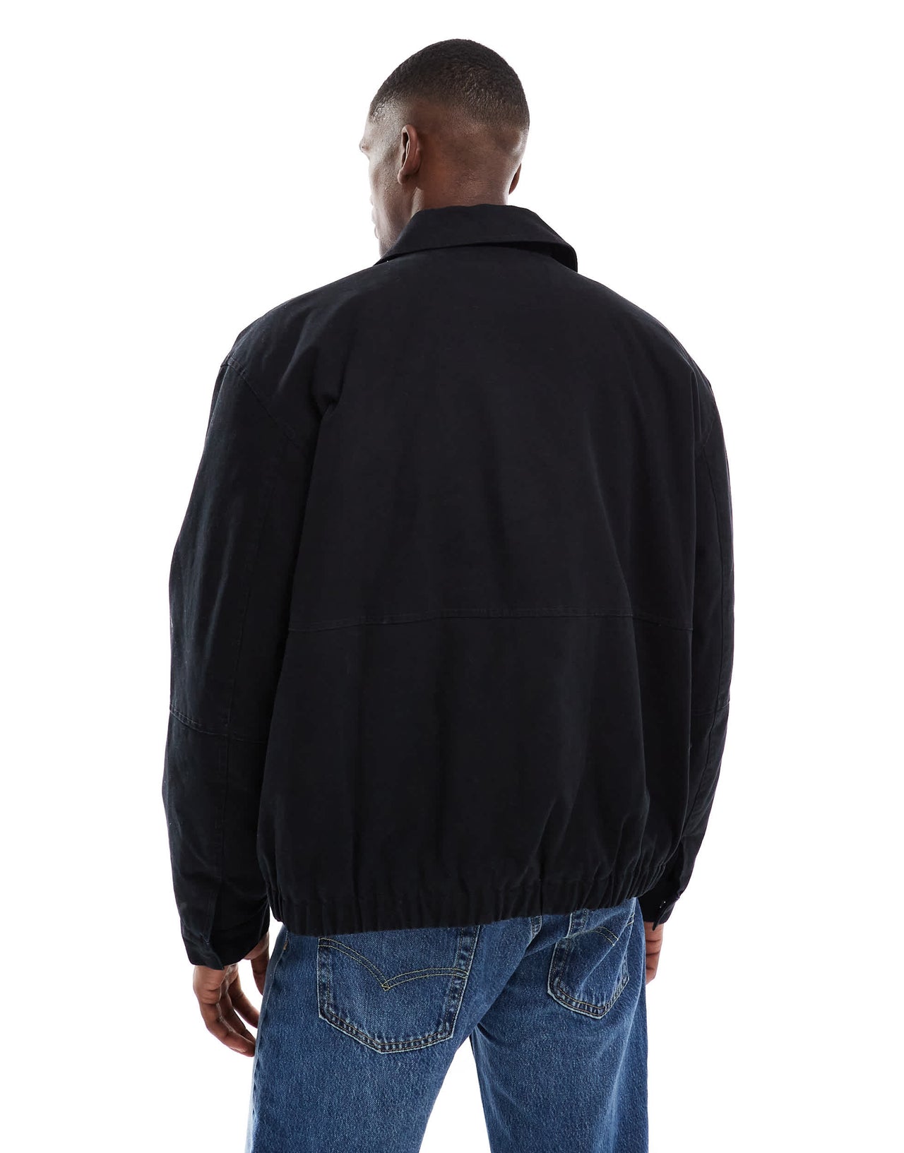 ASOS DESIGN washed bomber jacket in black