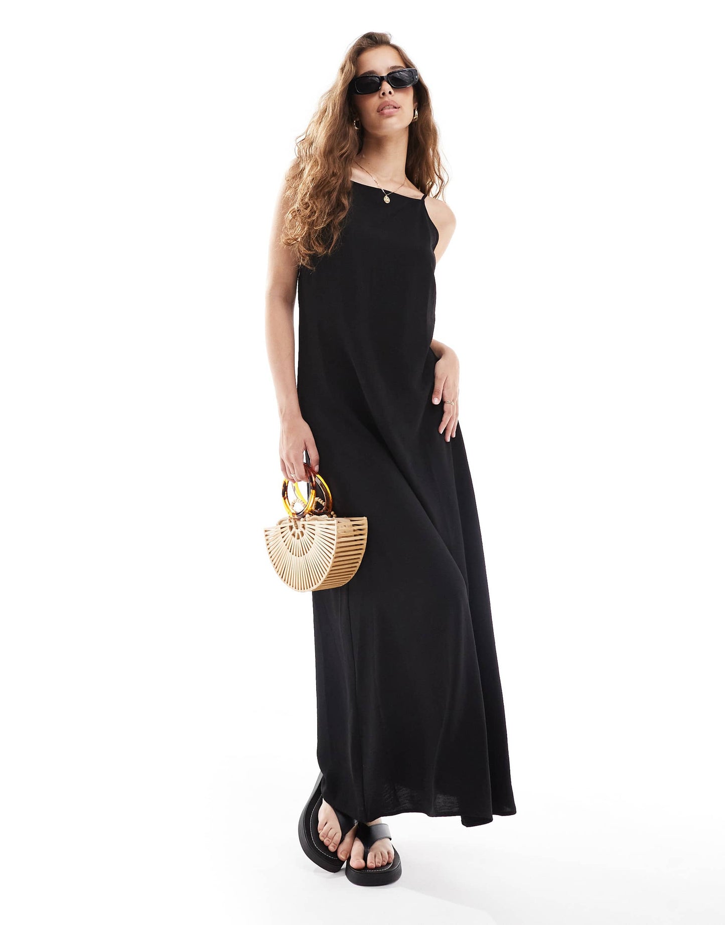 Vero Moda cami strap maxi dress in black