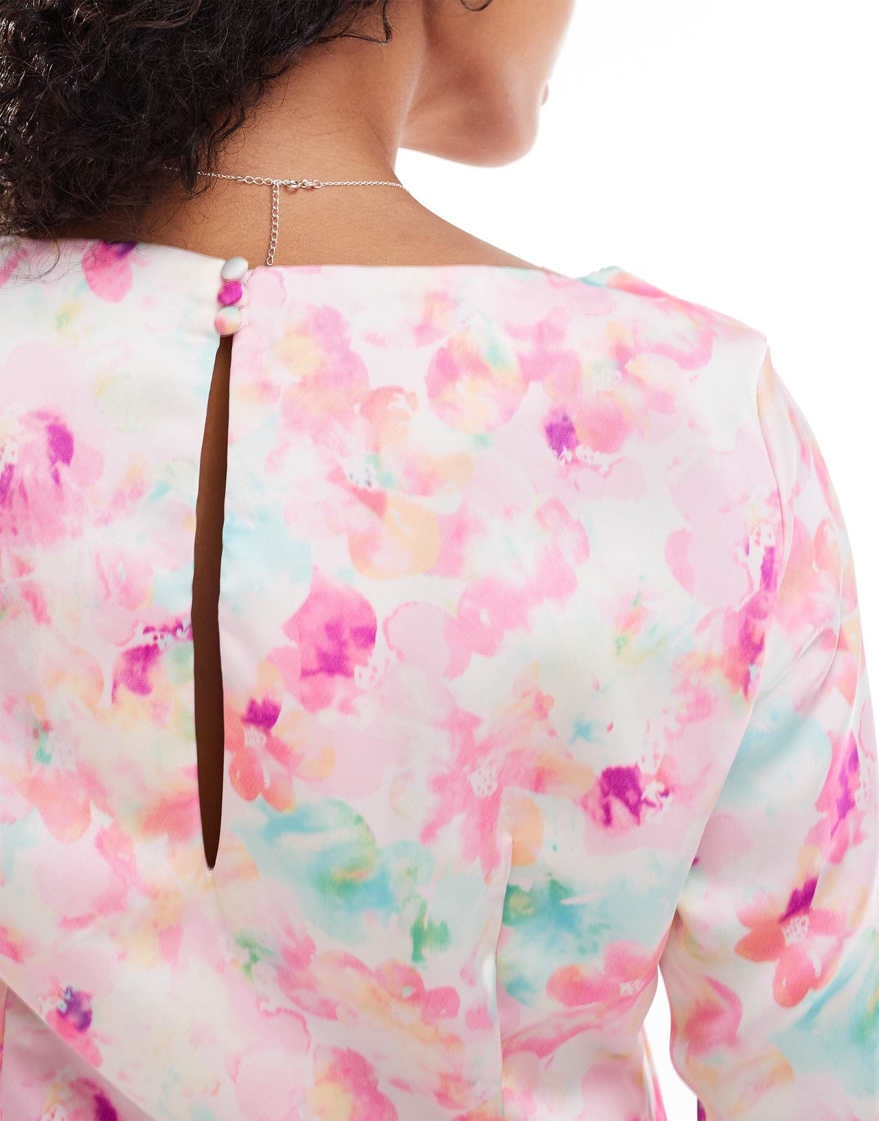Vero Moda bell sleeve satin mini dress in cherry blossom print