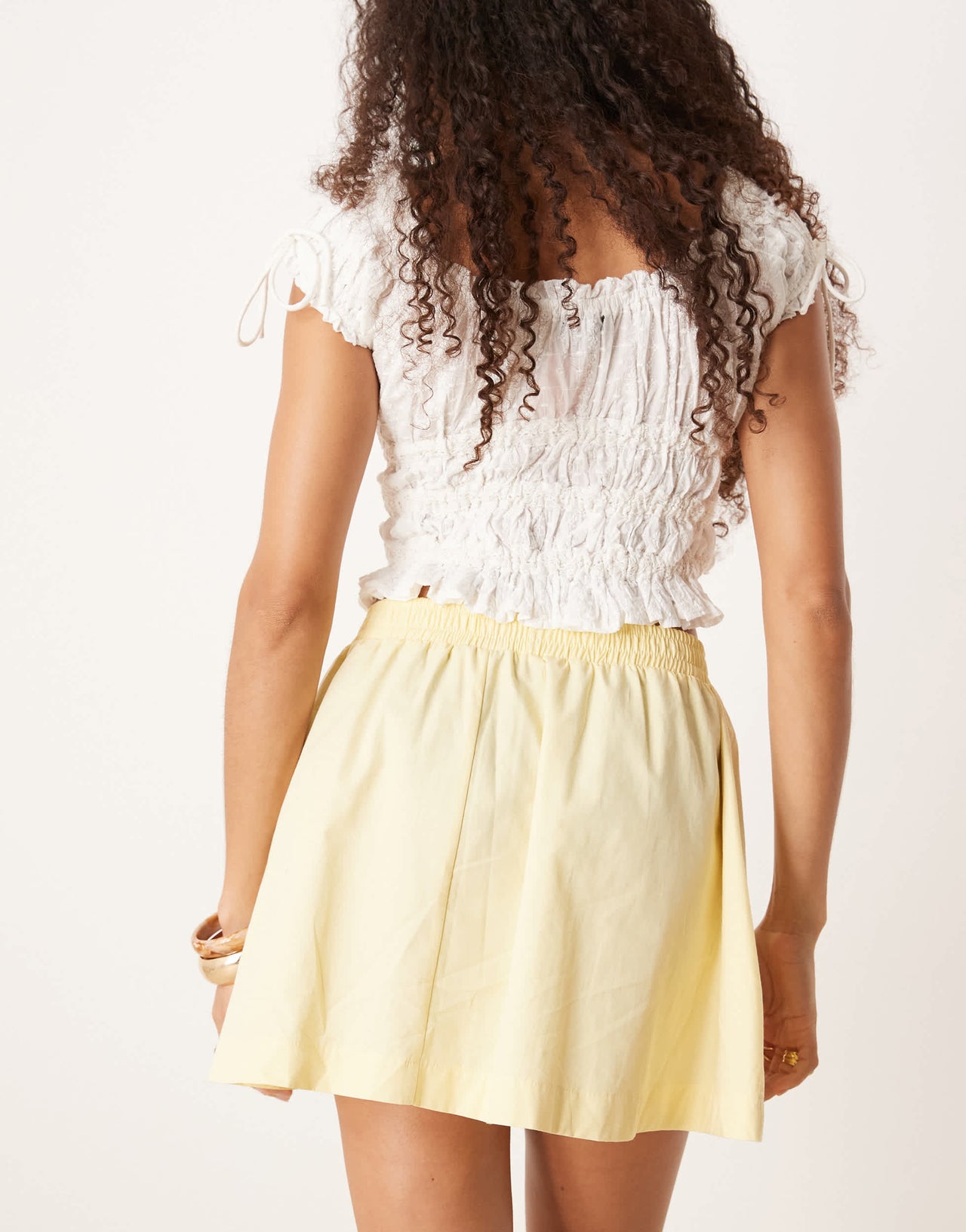 ASOS DESIGN circle volume mini skirt in buttermilk