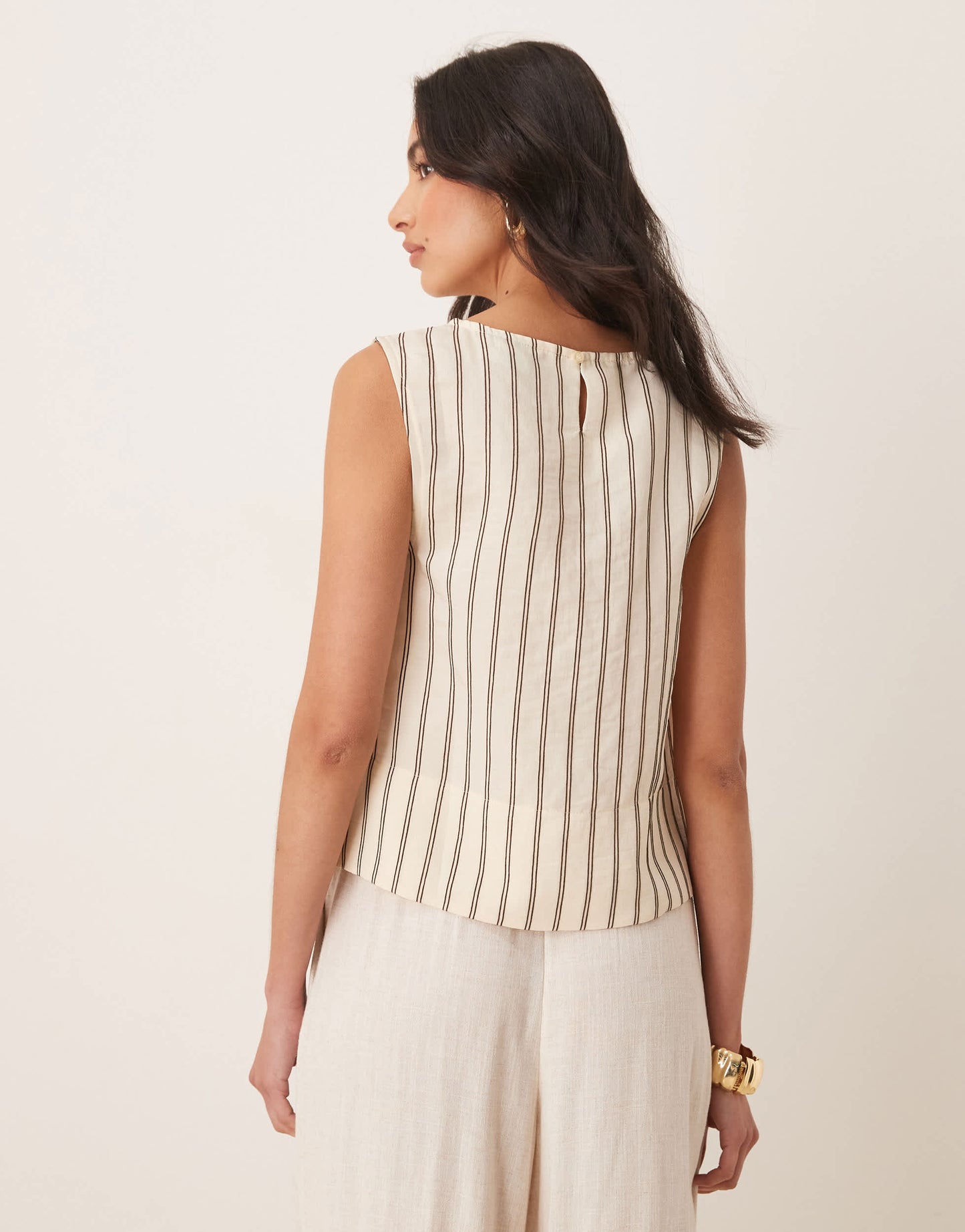 ASOS DESIGN chuck on tank top in buttermilk stripe