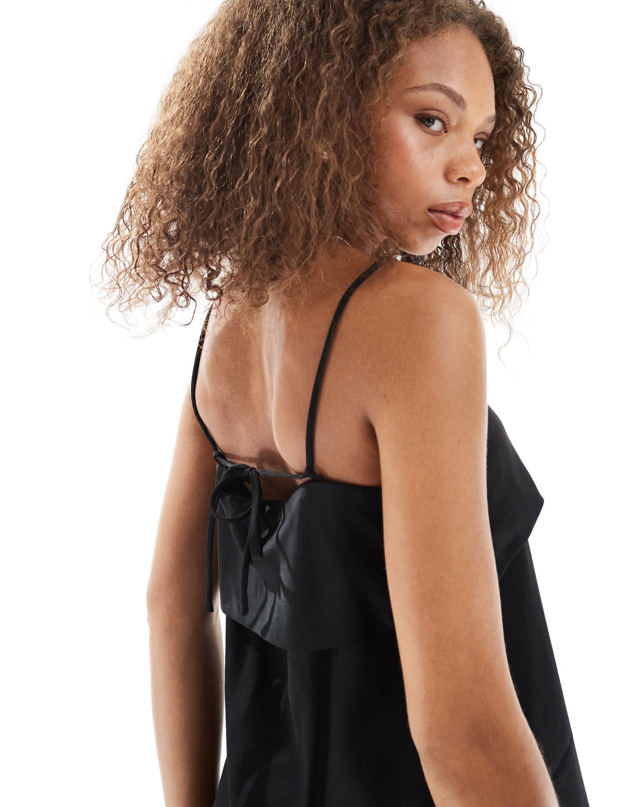 Object sheer hem chiffon maxi dress in black