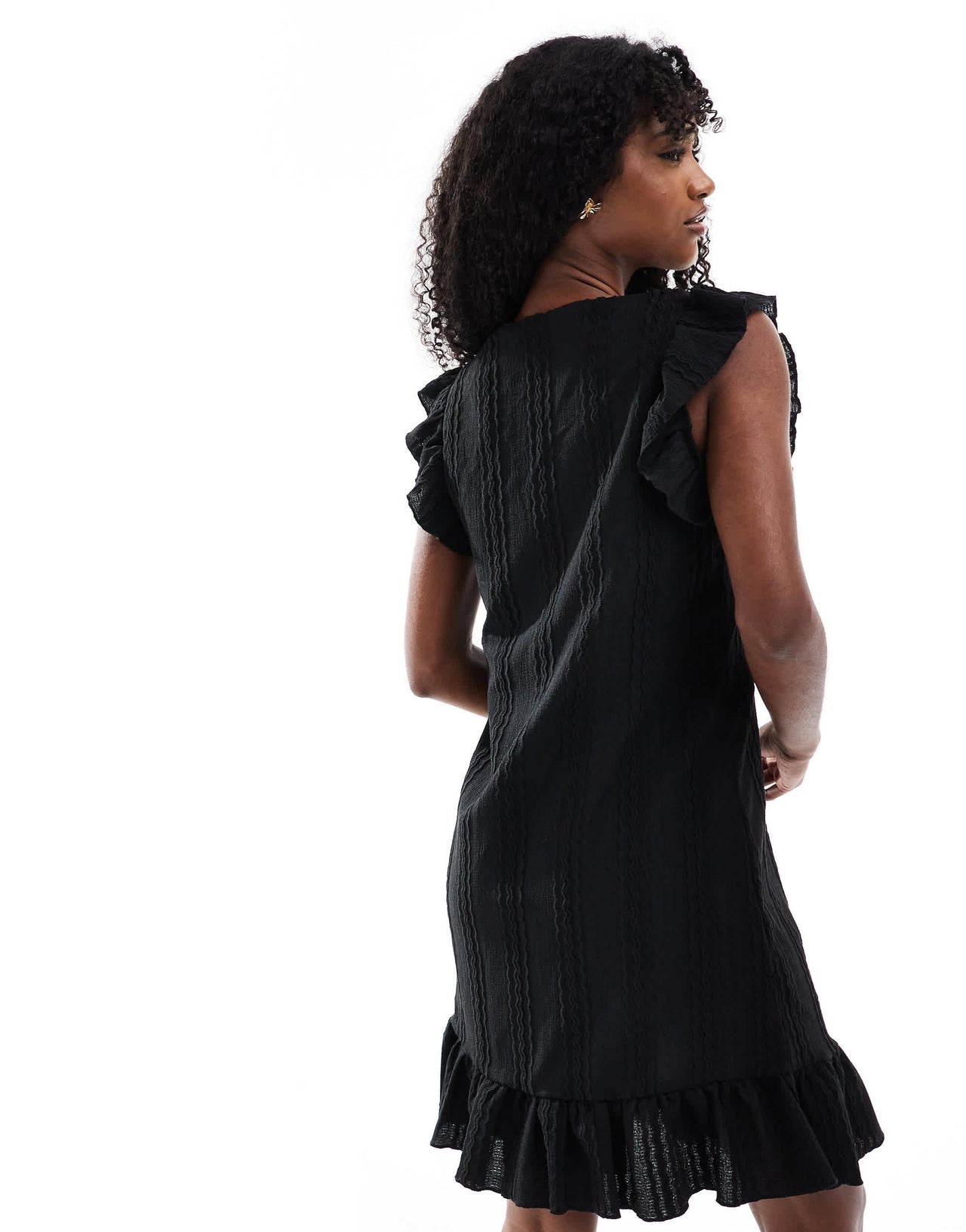 Object frill detail jersey mini dress in black