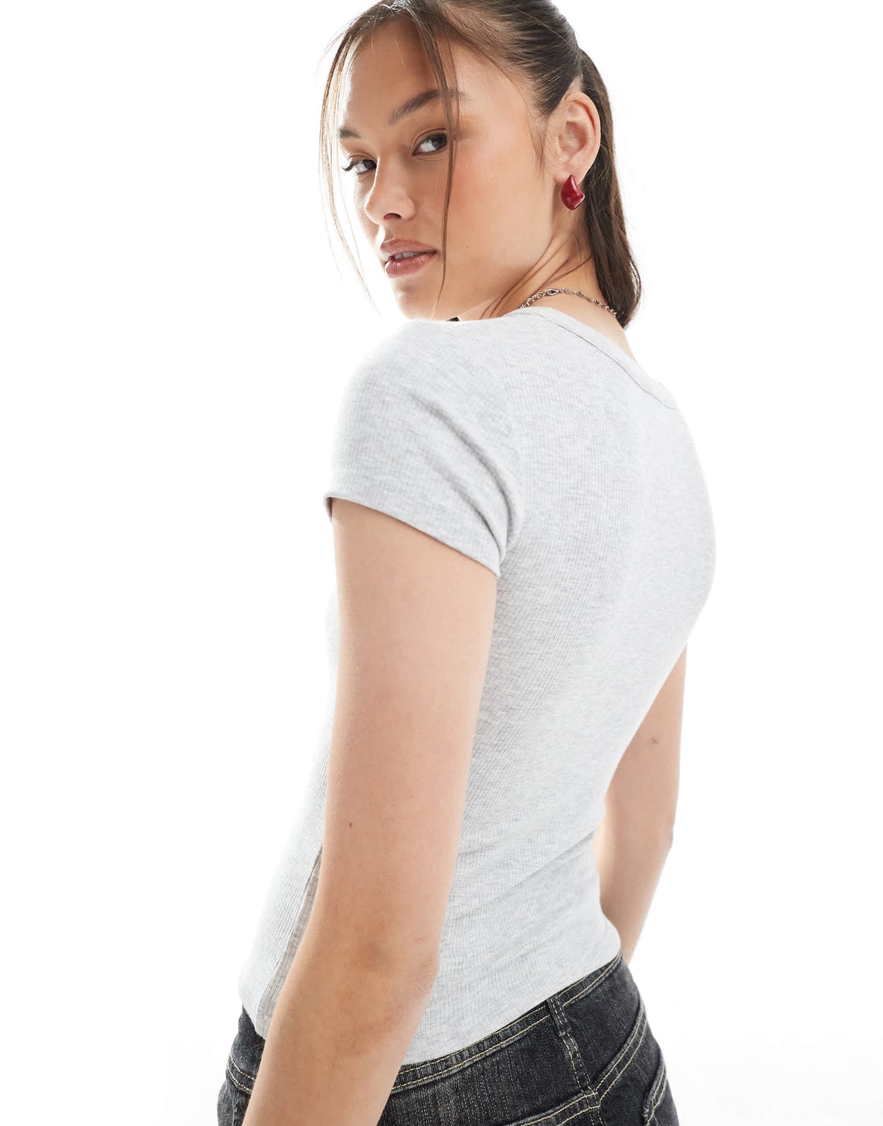 Cotton On henley short sleeve tee in grey marle