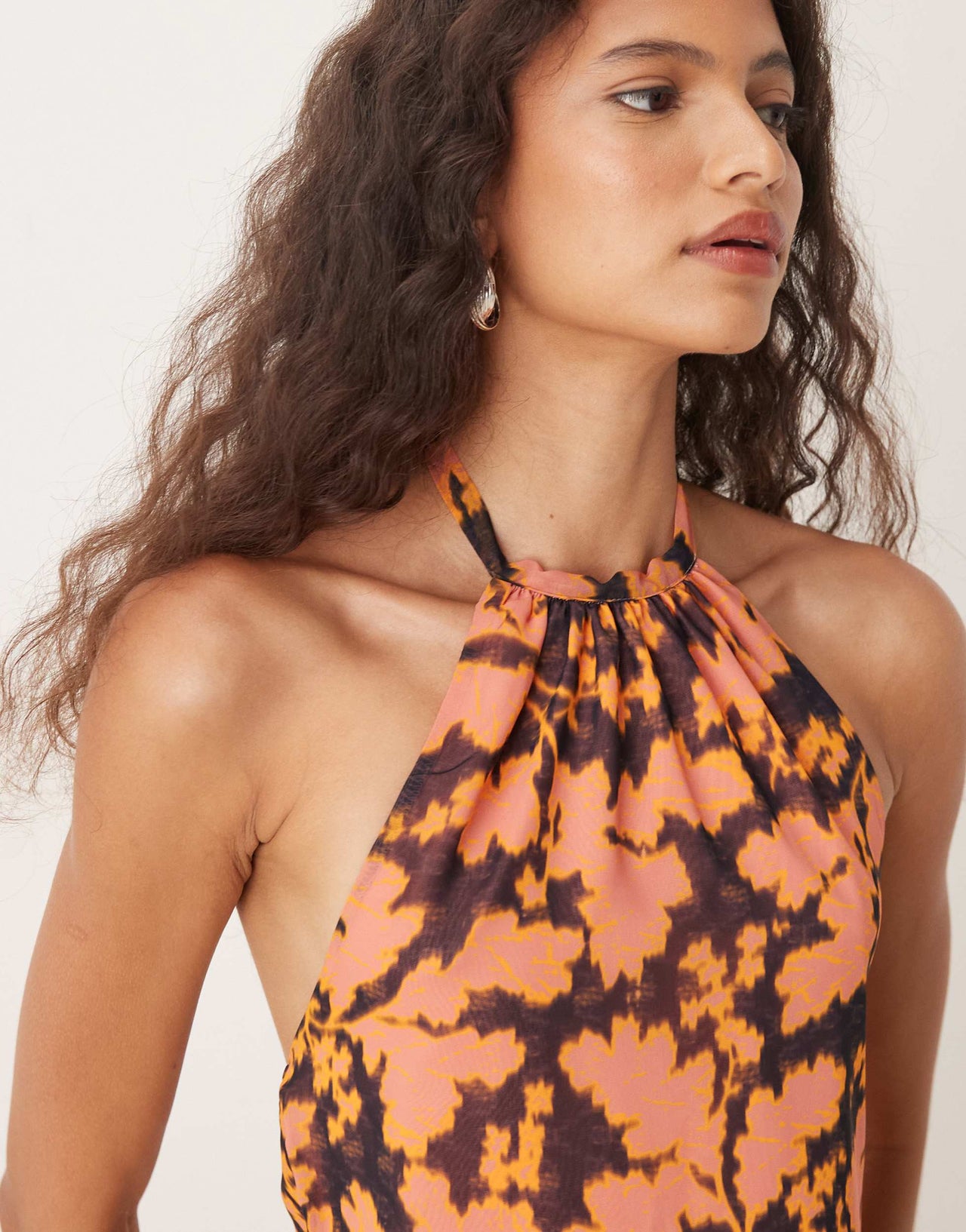 Motel astina floral print chiffon top in orange
