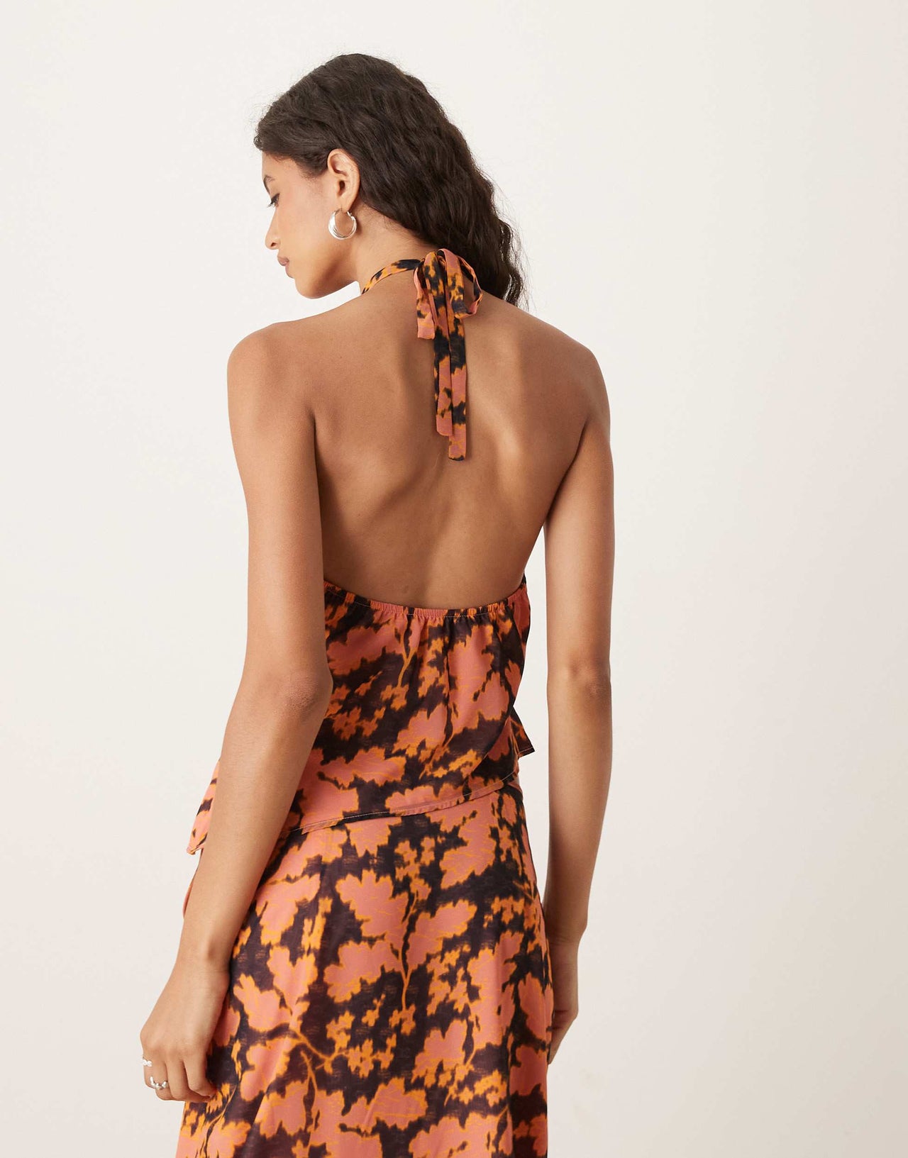 Motel astina floral print chiffon top in orange
