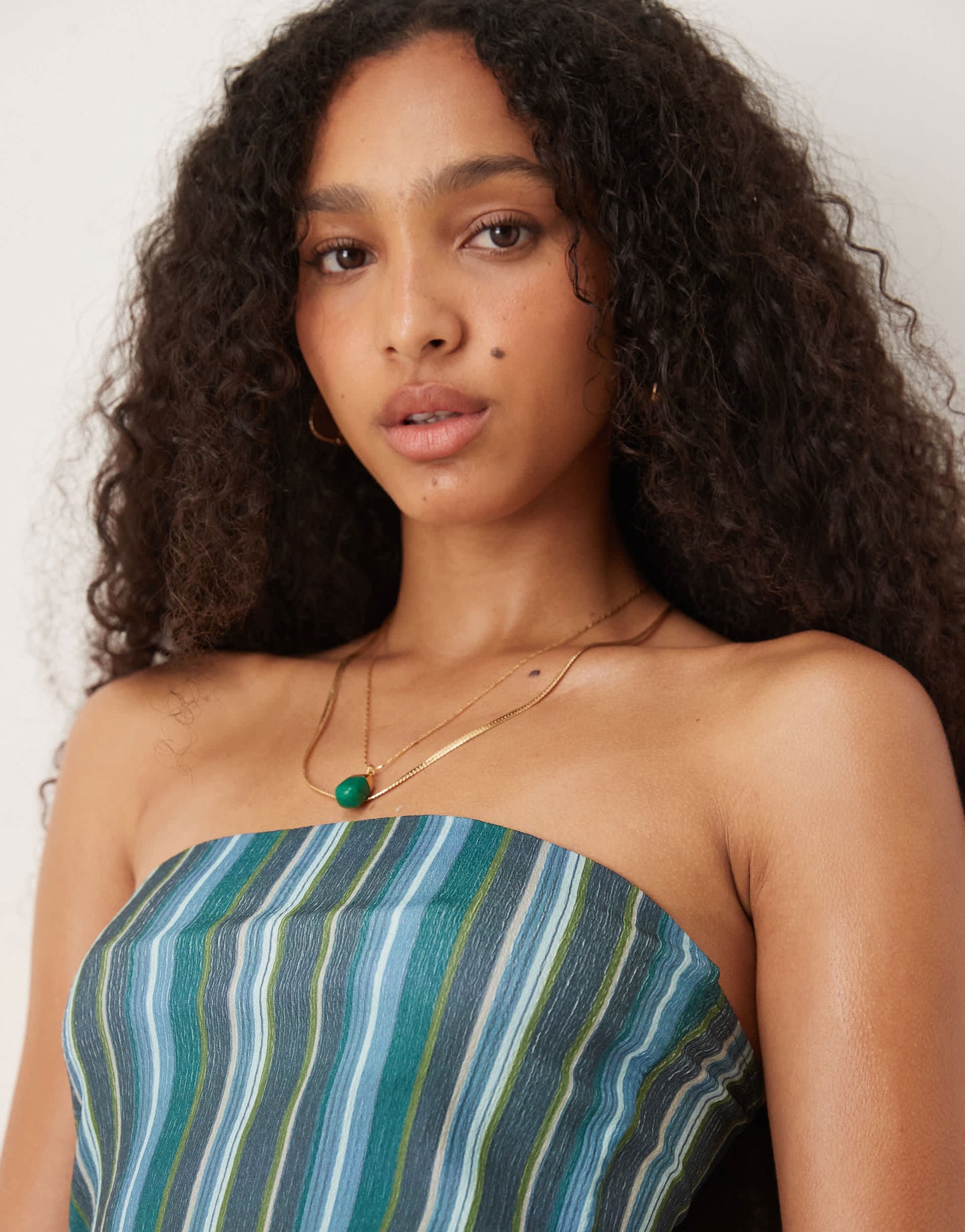 ASOS DESIGN textured stripe bandeau top co ord in teal