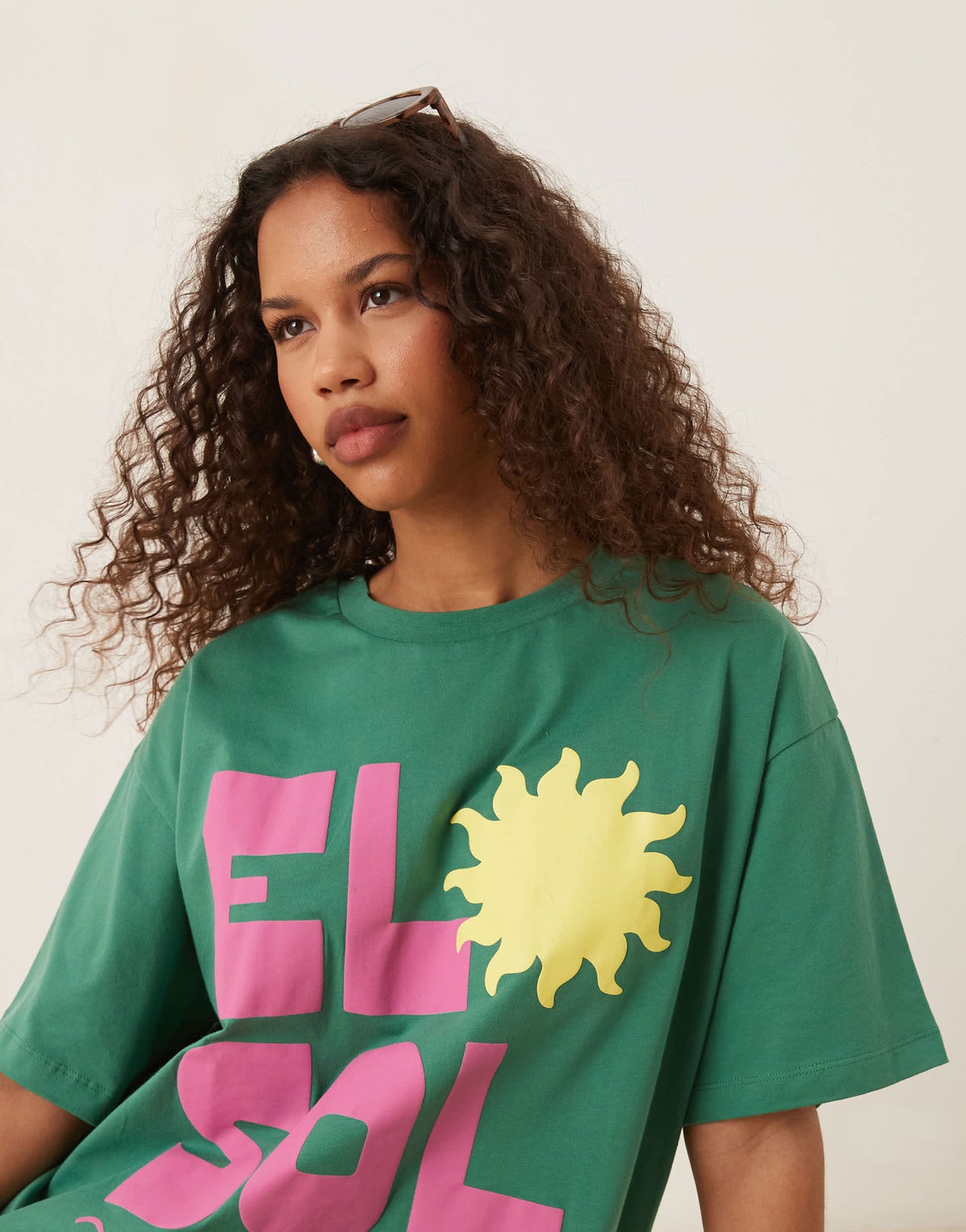 ASOS DESIGN oversized t-shirt with el sol graphic in green