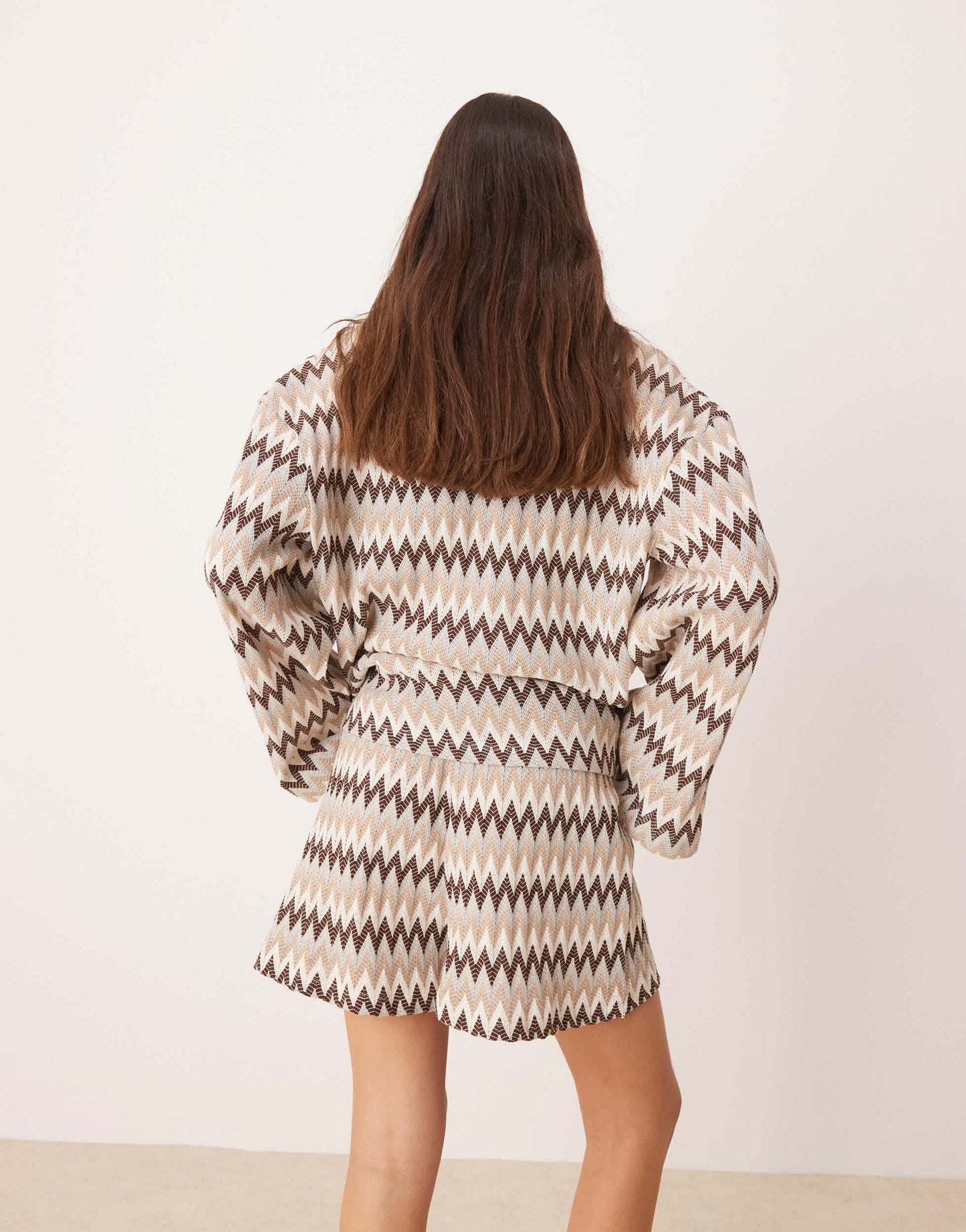 ASOS DESIGN mini short co-rd in brown chevron stripe