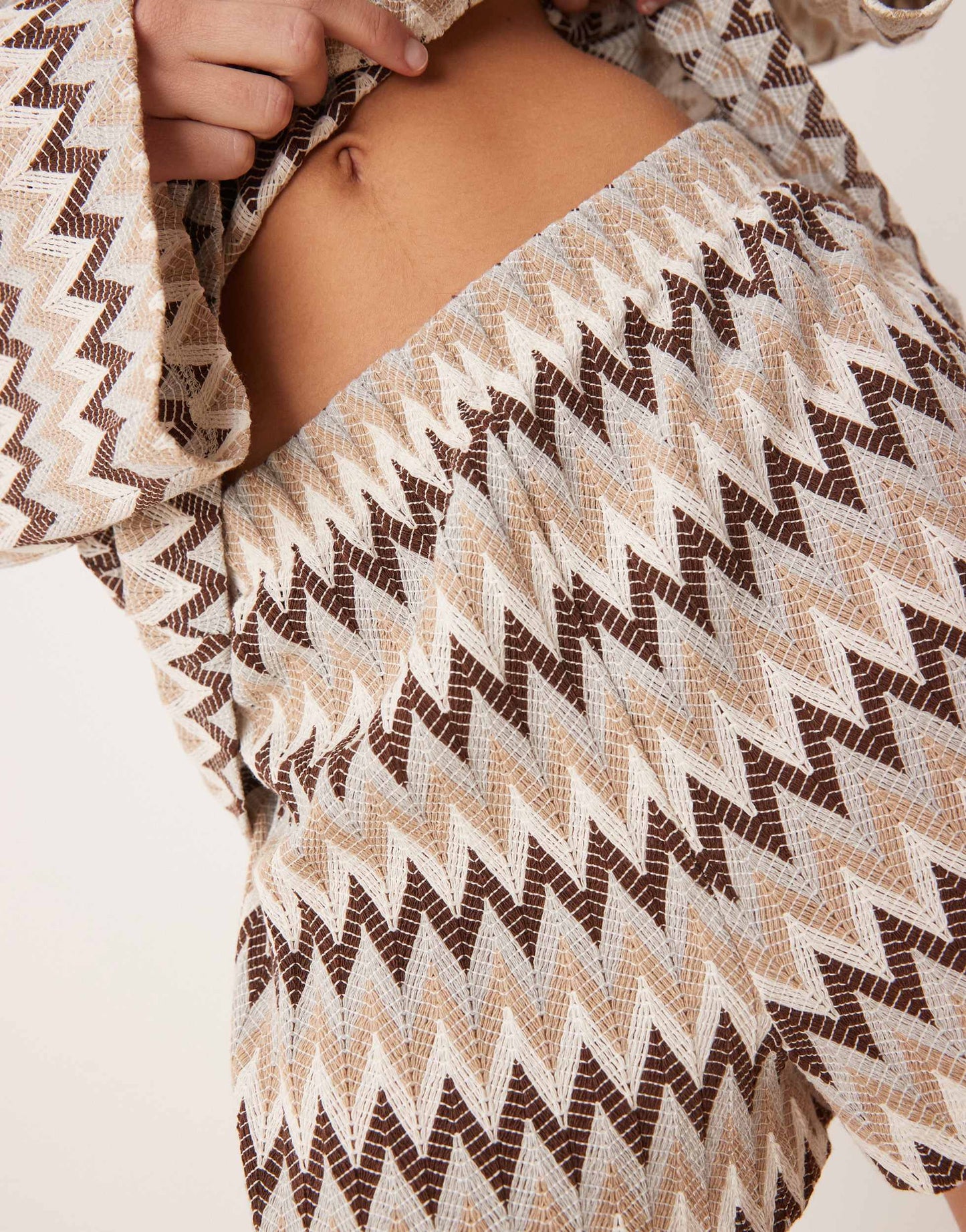 ASOS DESIGN mini short co-rd in brown chevron stripe