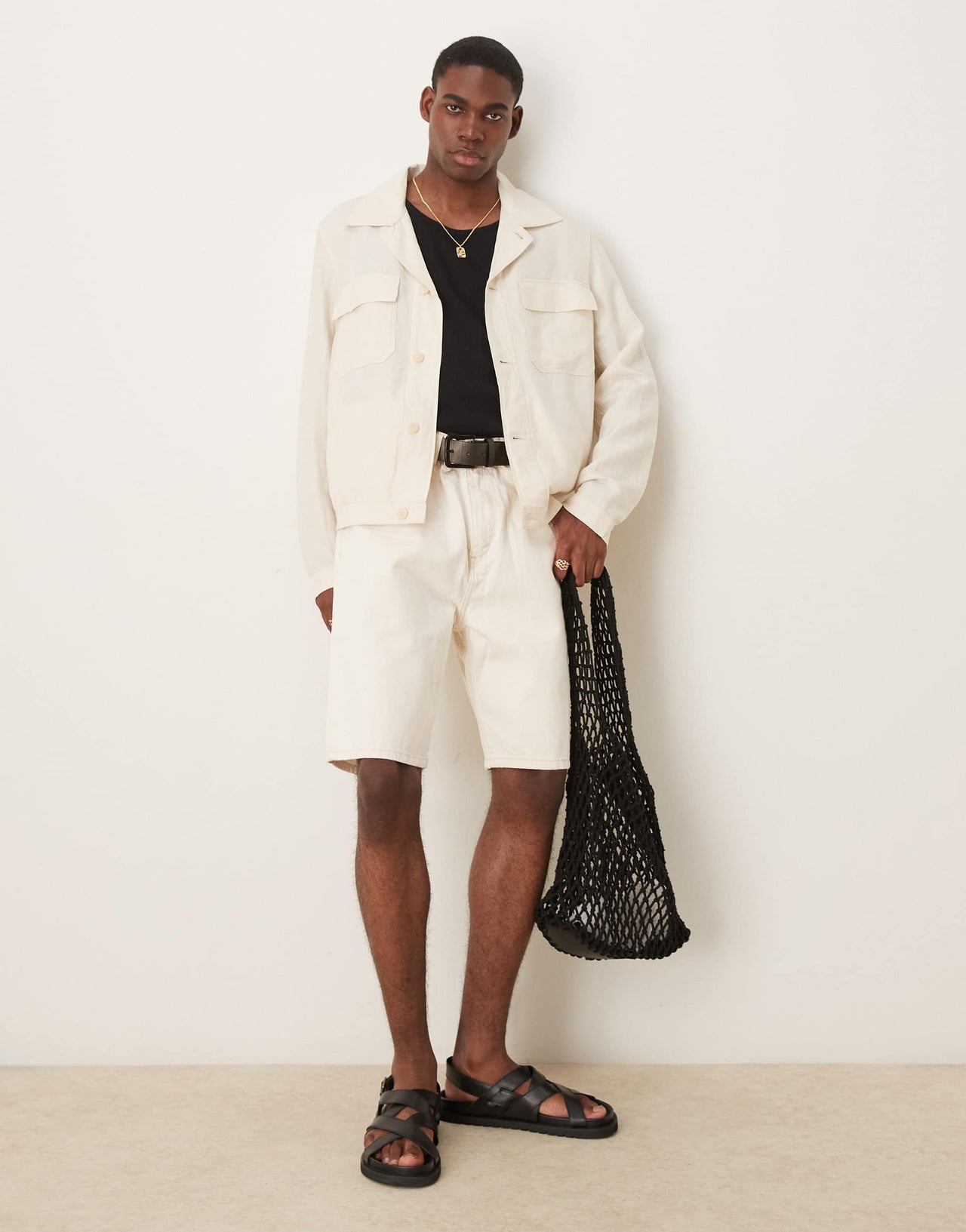Mango linen mix overshirt in ecru