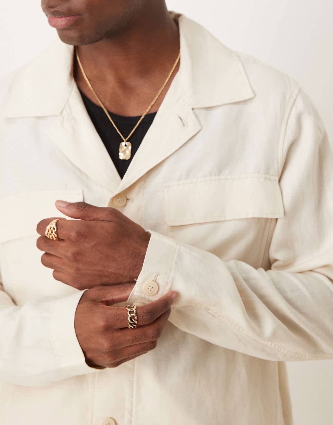 Mango linen mix overshirt in ecru