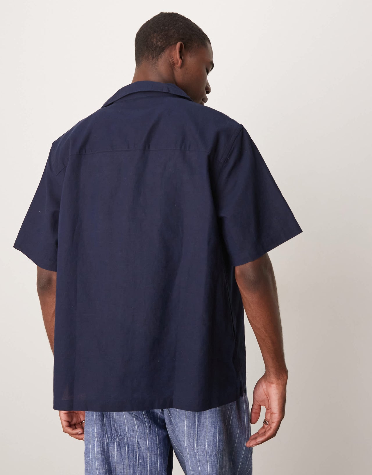 Mango linen mix relaxed fit shirt in navy