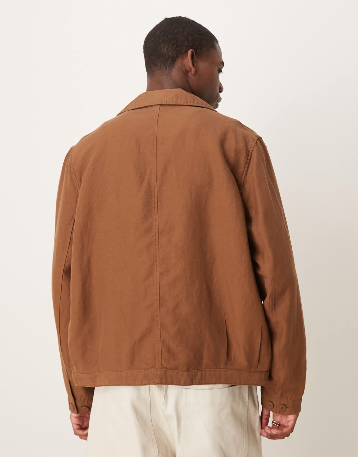 Mango linen mix overshirt in brown