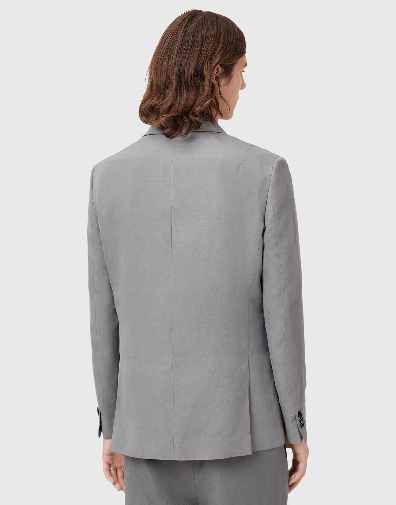 Allsaints Orpheus double breasted tailored blazer in light grey - GREY