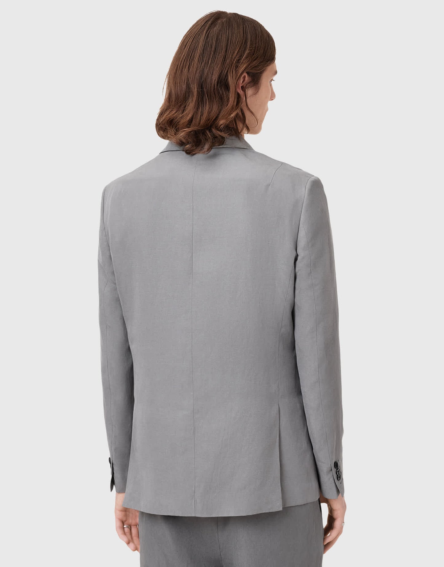 Allsaints Orpheus double breasted tailored blazer in light grey - GREY