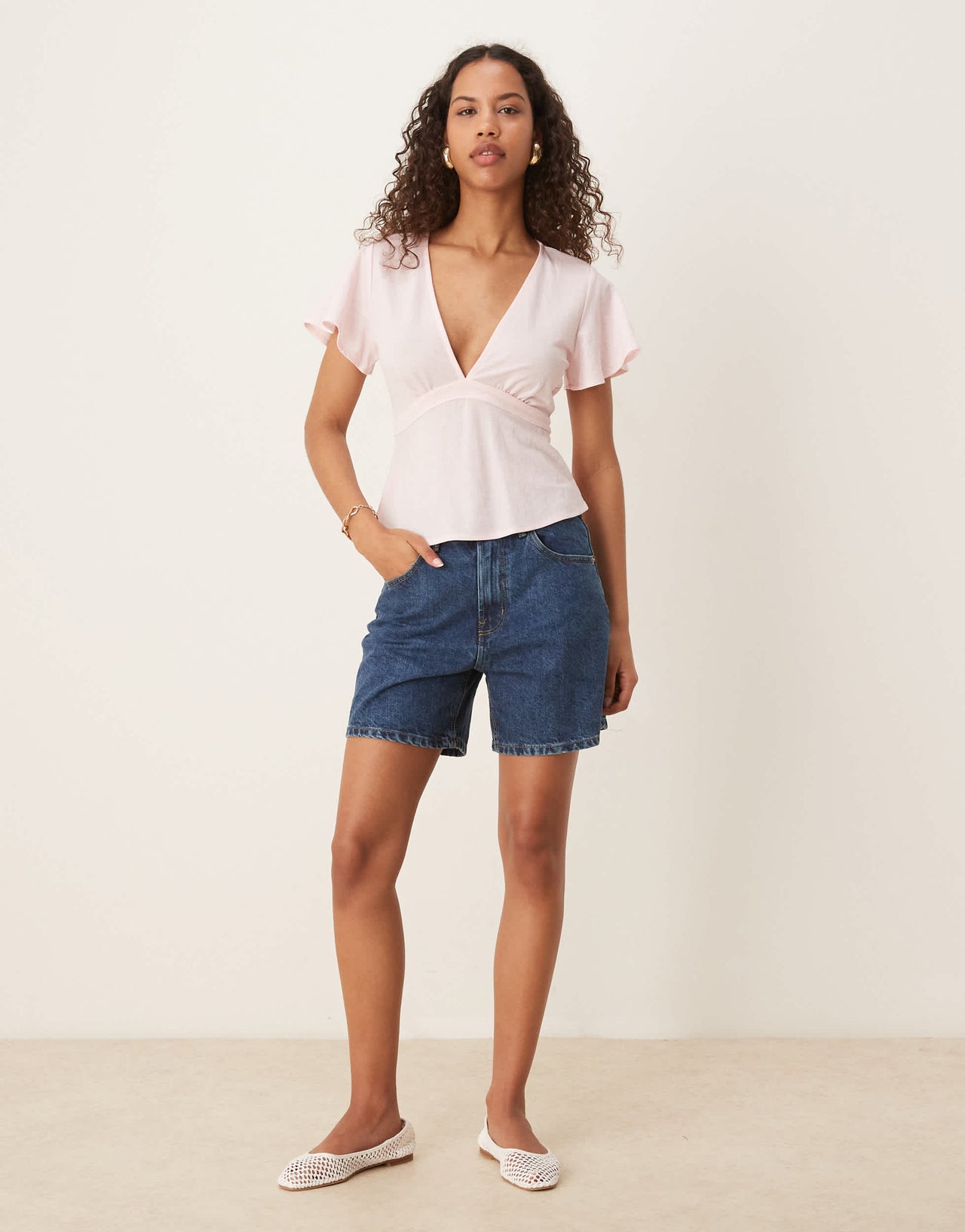 Gina Tricot denim shorts in midwash blue