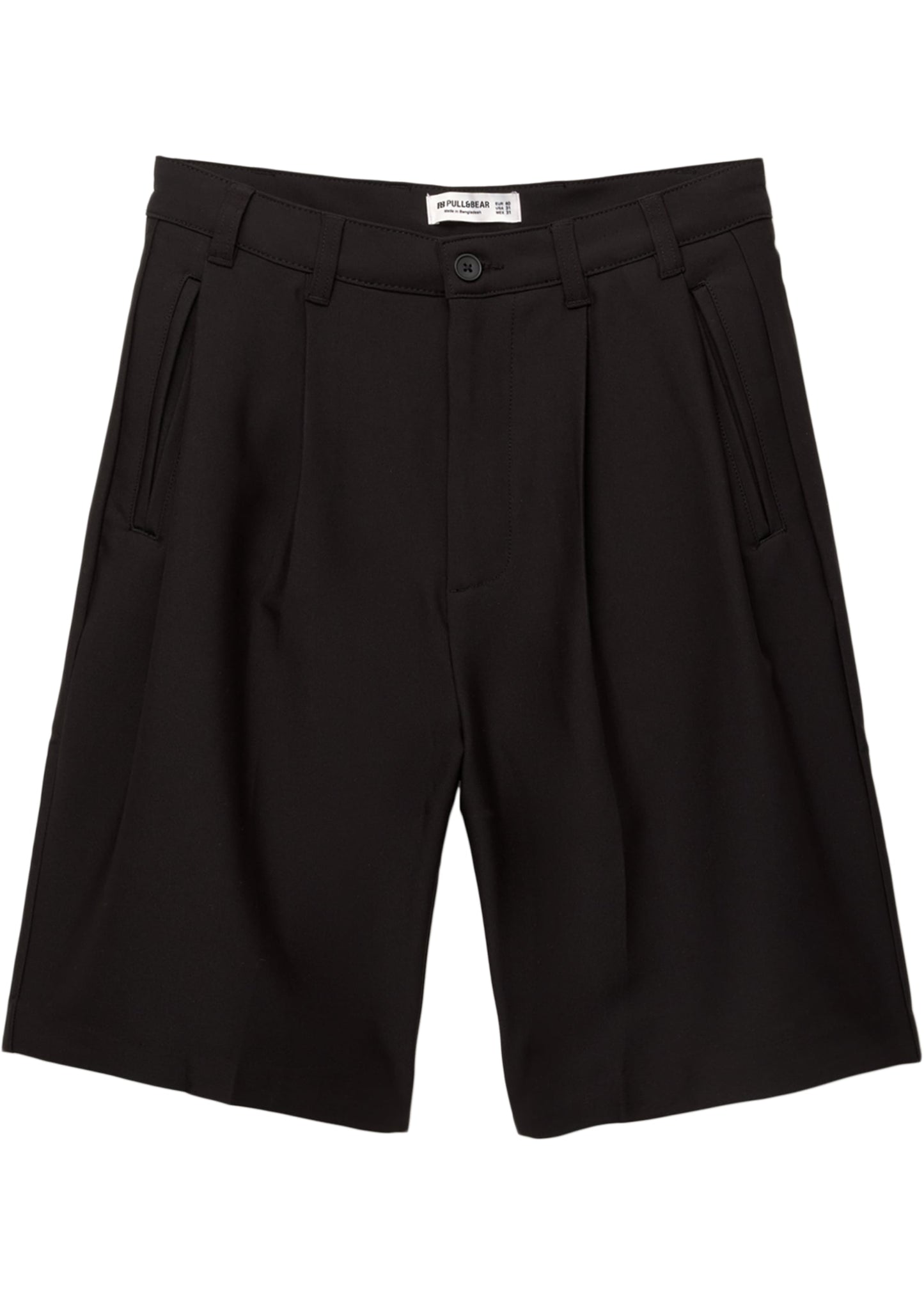 Pull&Bear smart tailored short in black