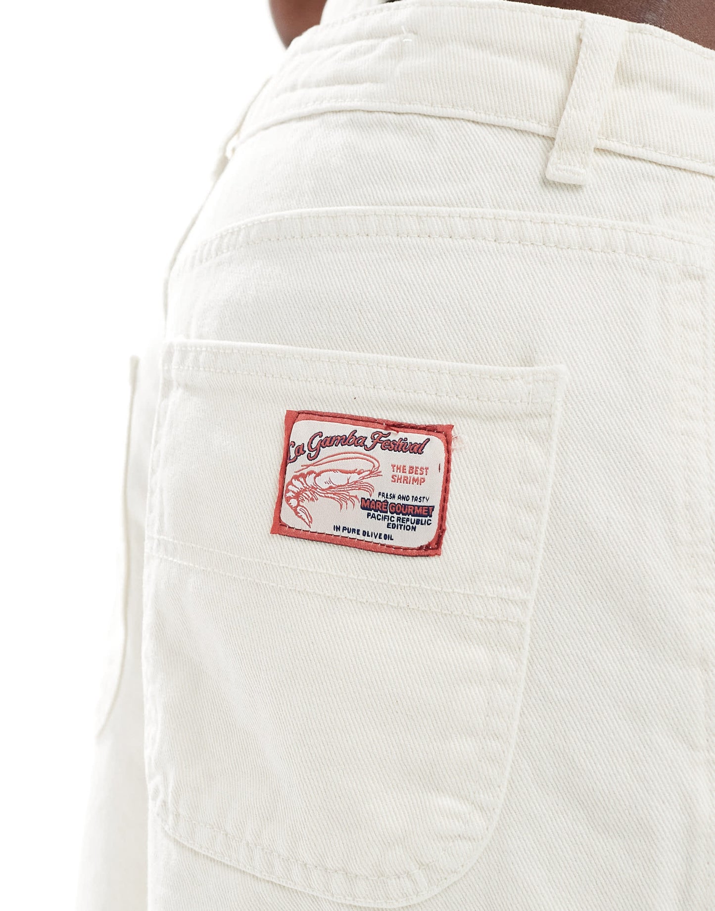 Pull&Bear denim longline short in ecru