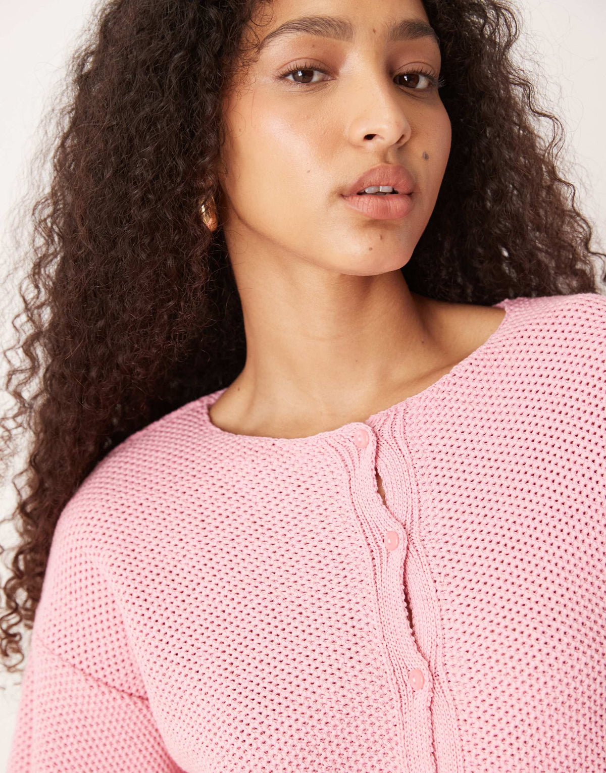 ASOS DESIGN knitted short sleeve cardigan in pink