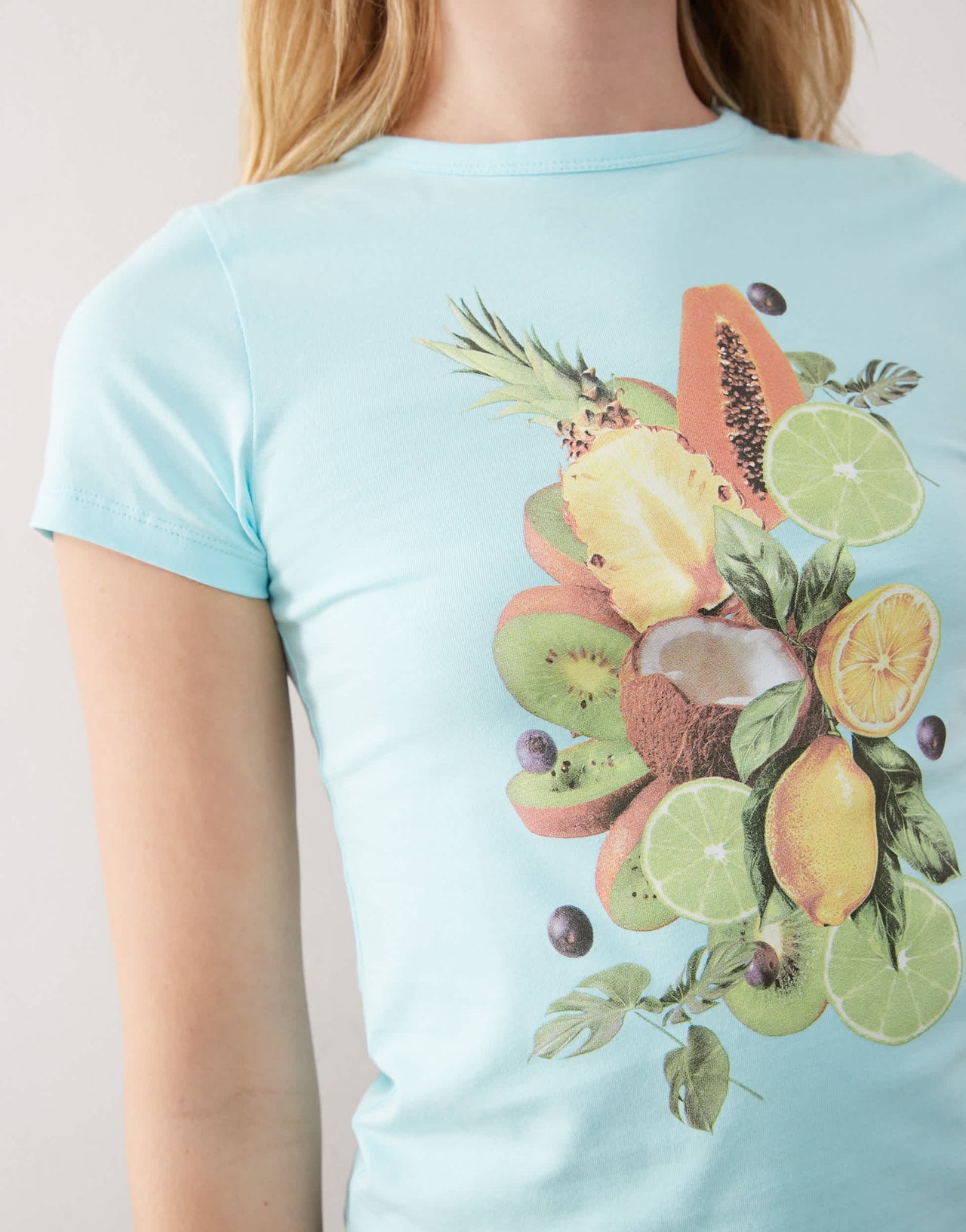 COLLUSION fruit print baby tee in blue
