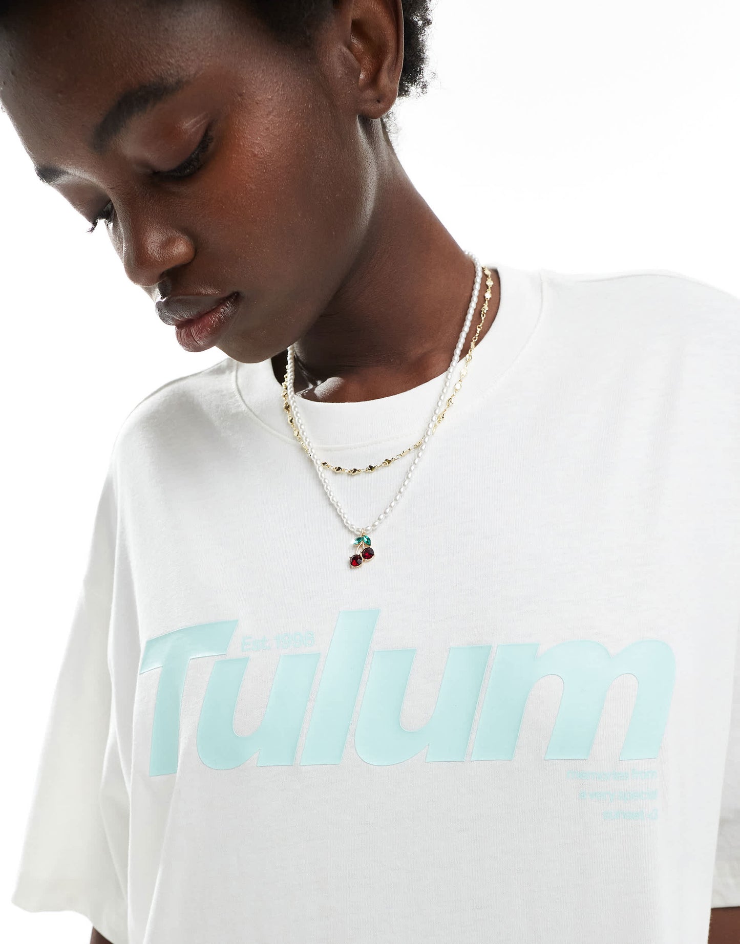 Bershka lotus print oversized t-shirt in white
