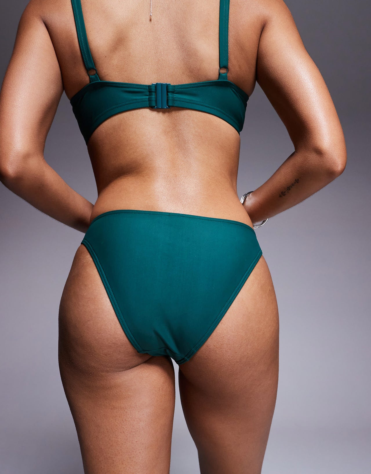 Wolf & Whistle high leg bikini bottom in royal green
