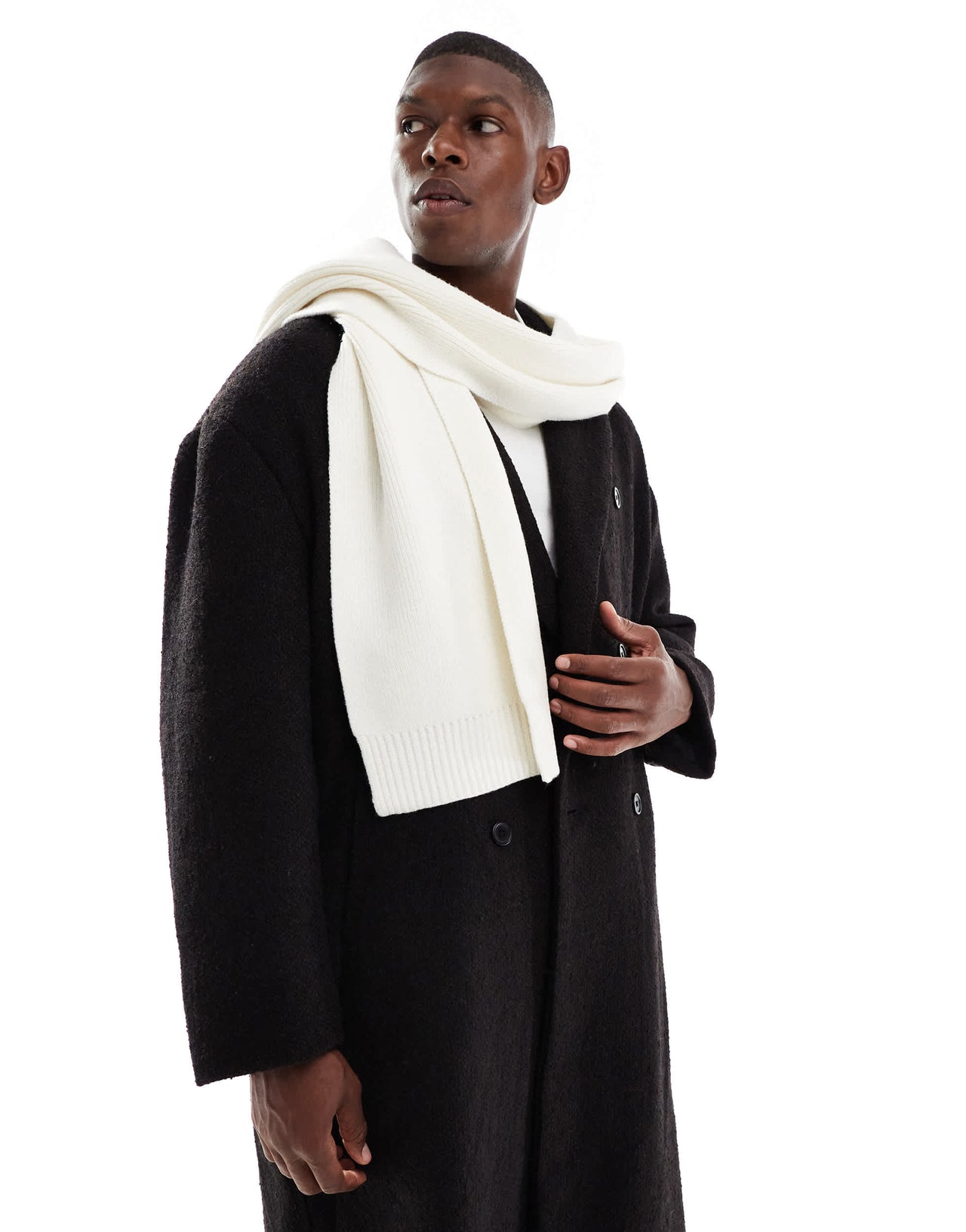 ASOS DESIGN knitted scarf in cream