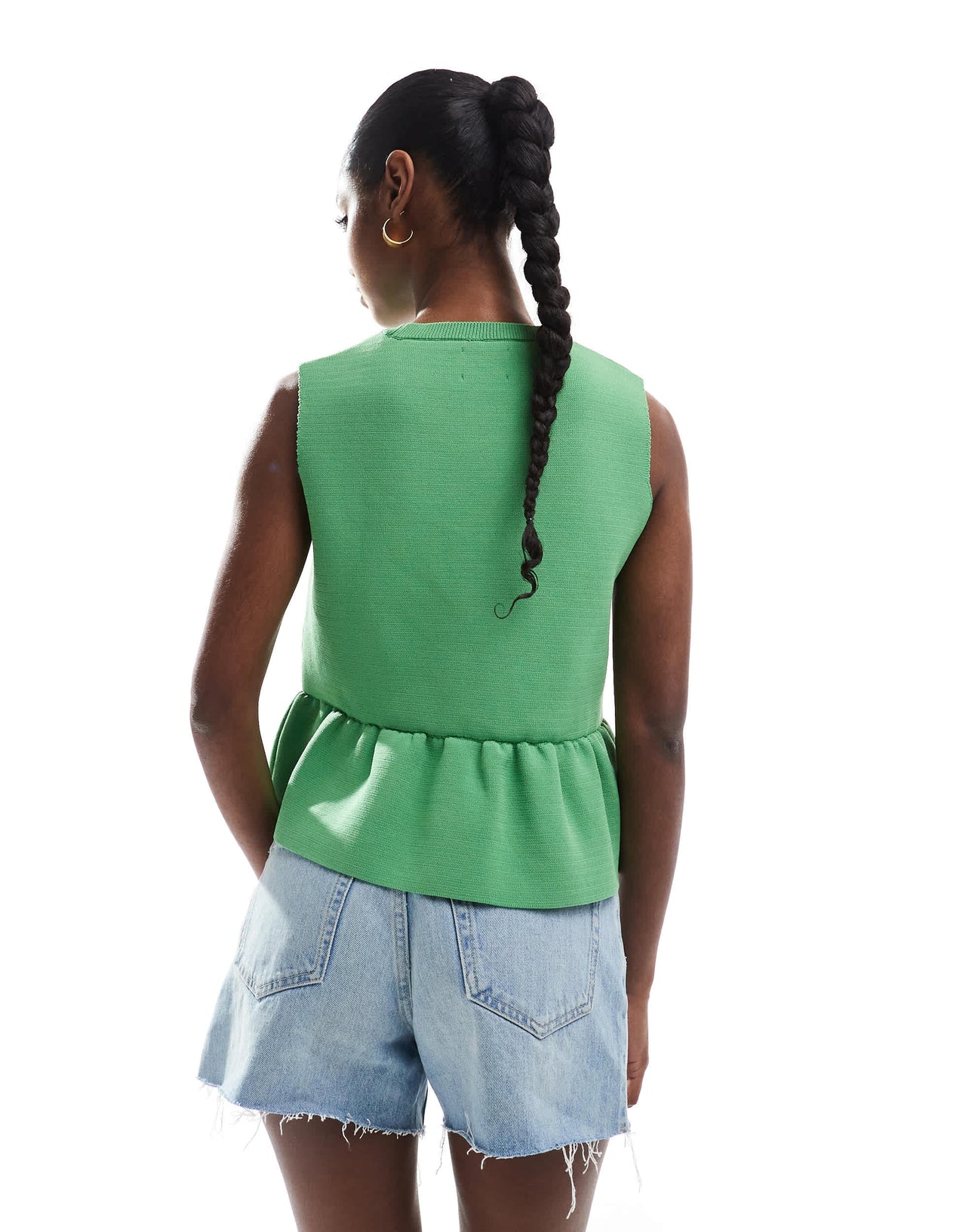 ASOS DESIGN structured hem knitted top in green