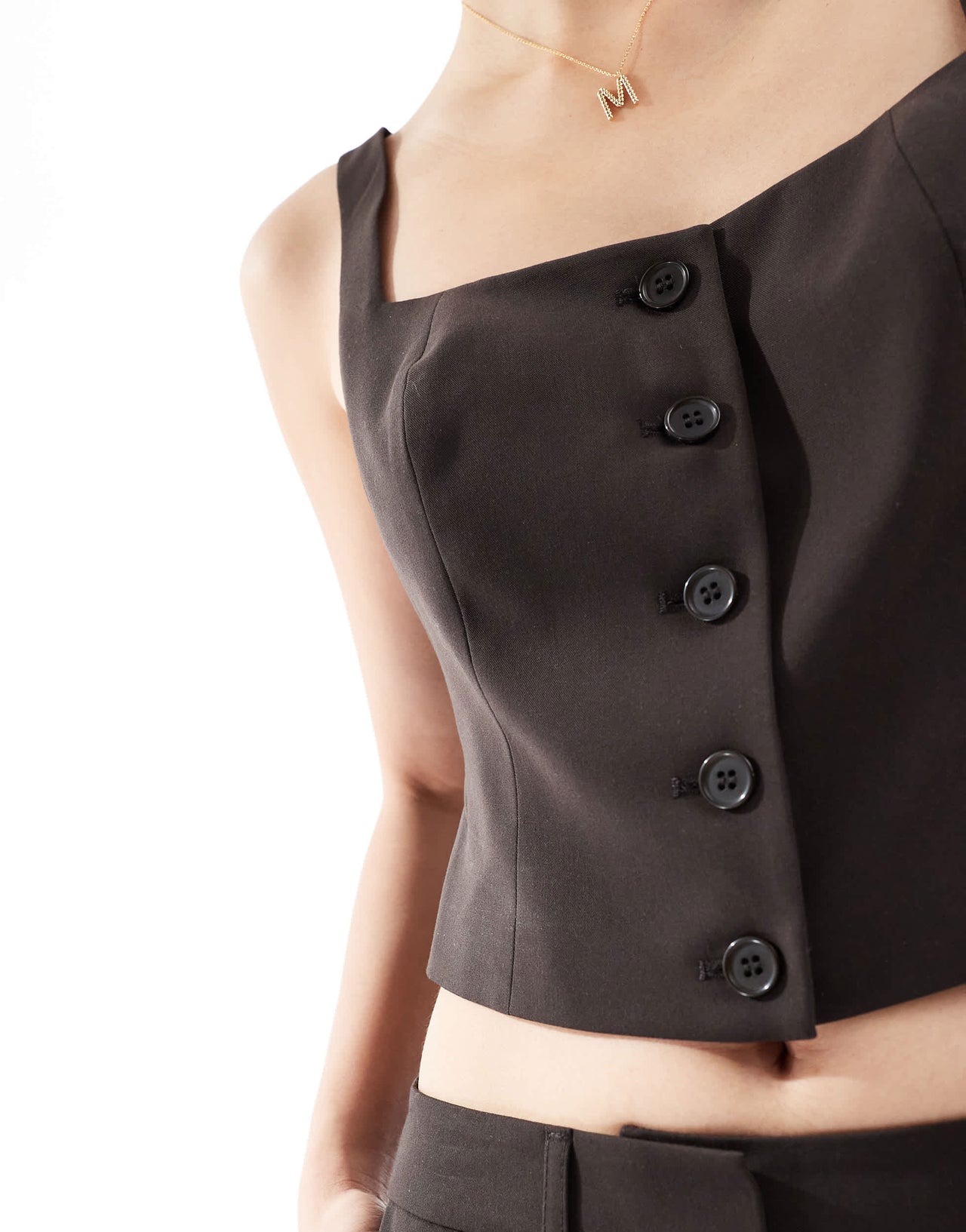 ASOS DESIGN tailored square neck waistcoat in chocolate co ord