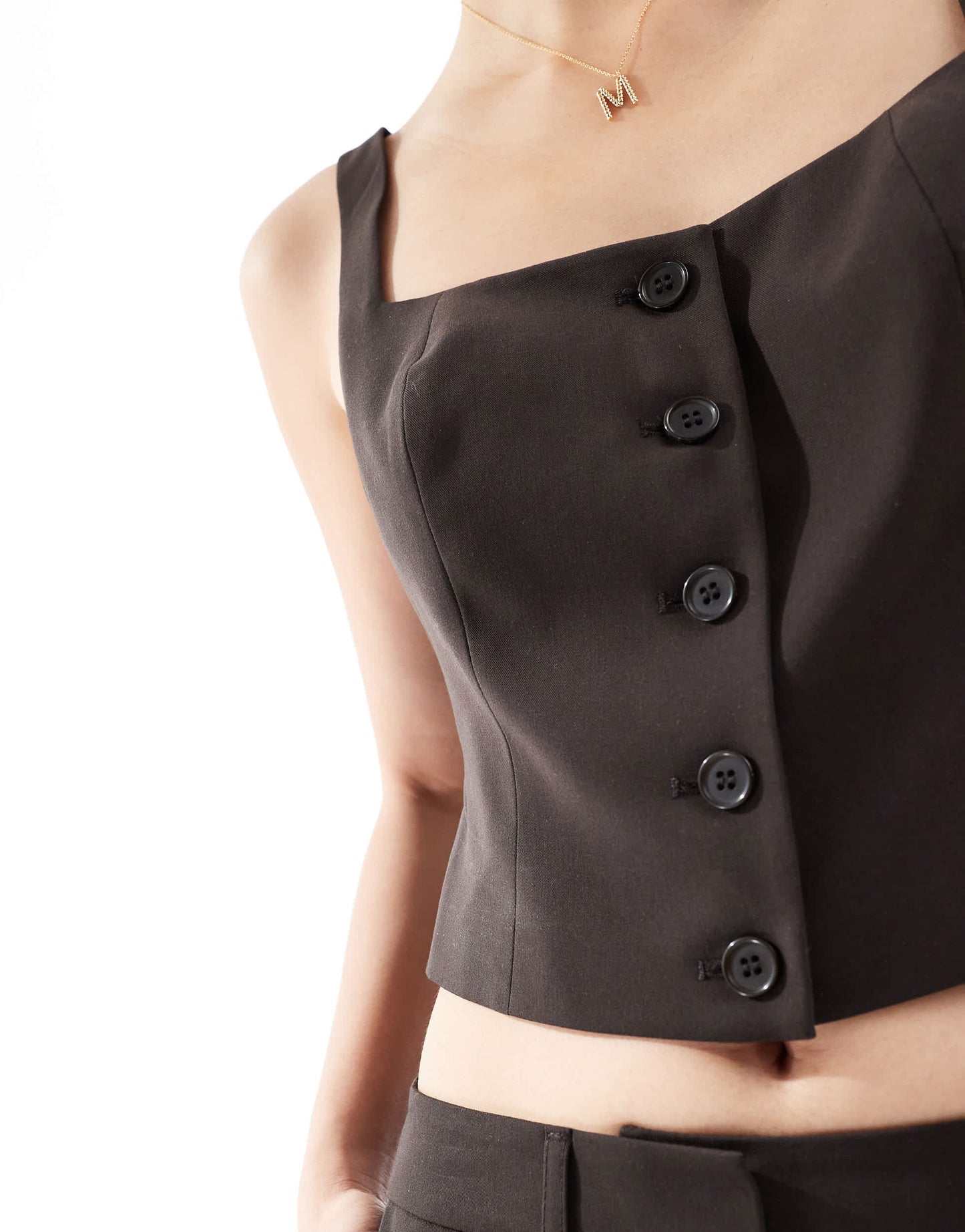 ASOS DESIGN tailored square neck waistcoat in chocolate co ord