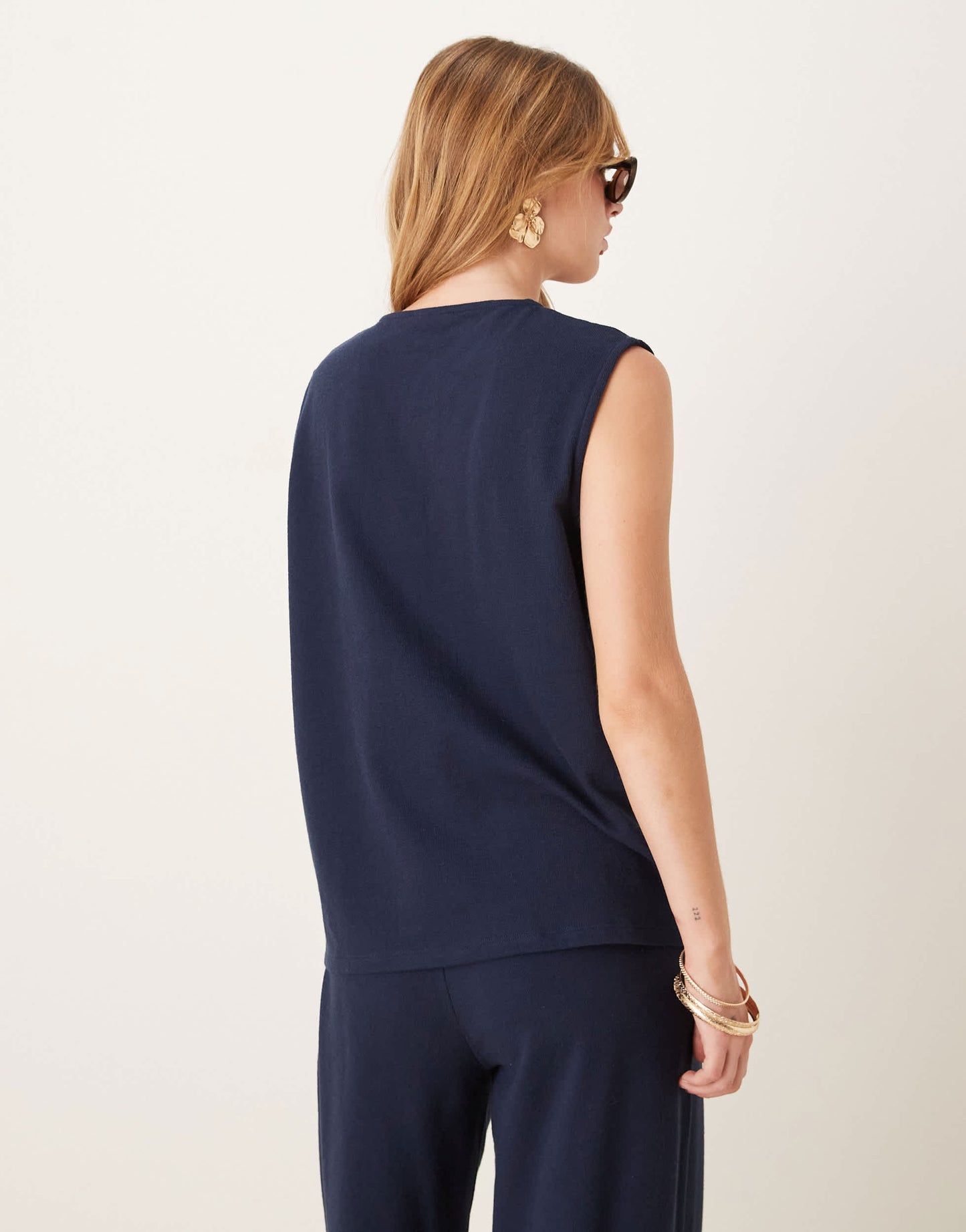 ASOS DESIGN textured knit oversized waistcoat in navy