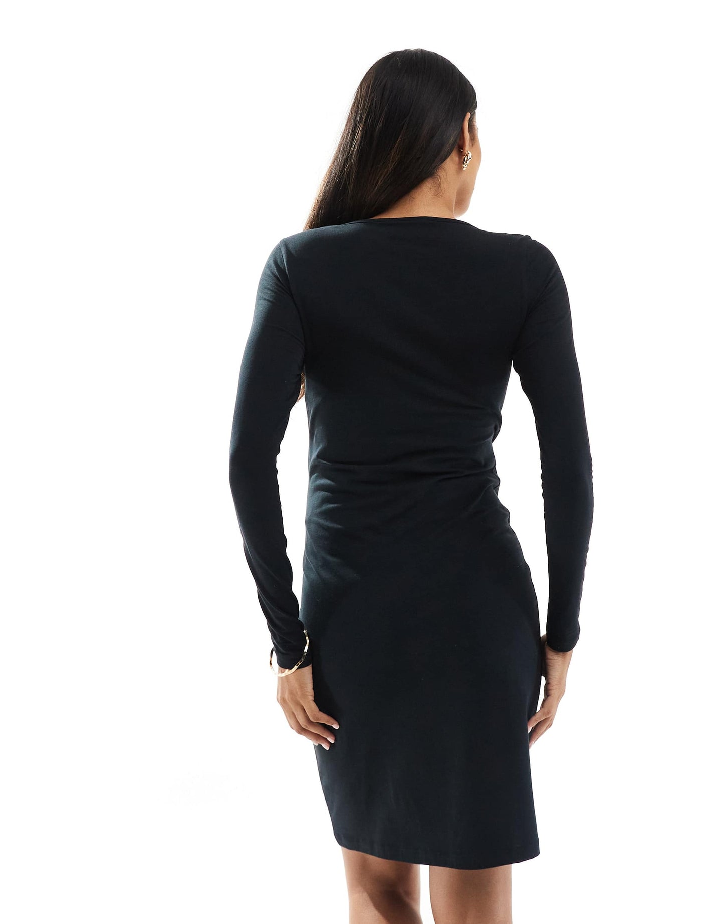 Mamalicious Maternity long sleeve jersey mini dress in black