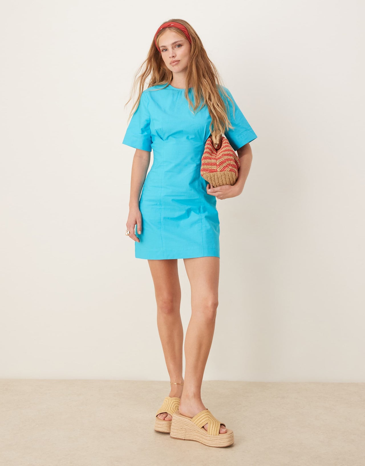 ASOS DESIGN fitted t shirt mini dress in blue